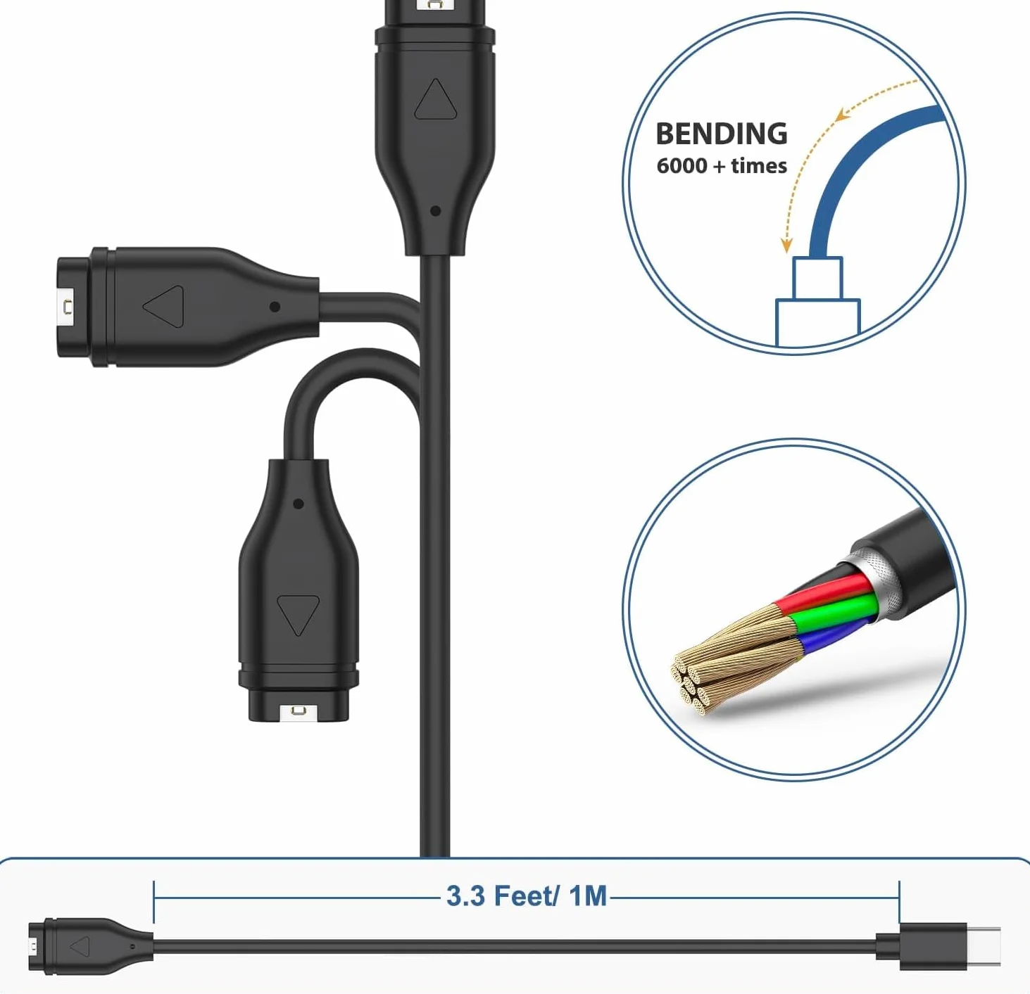 Tobfit Ładowarka do zegarka Garmin Forerunner 245 935 945 45 45S 945 955 745 55 265 965 165 158, USB C kabel do ładowania
