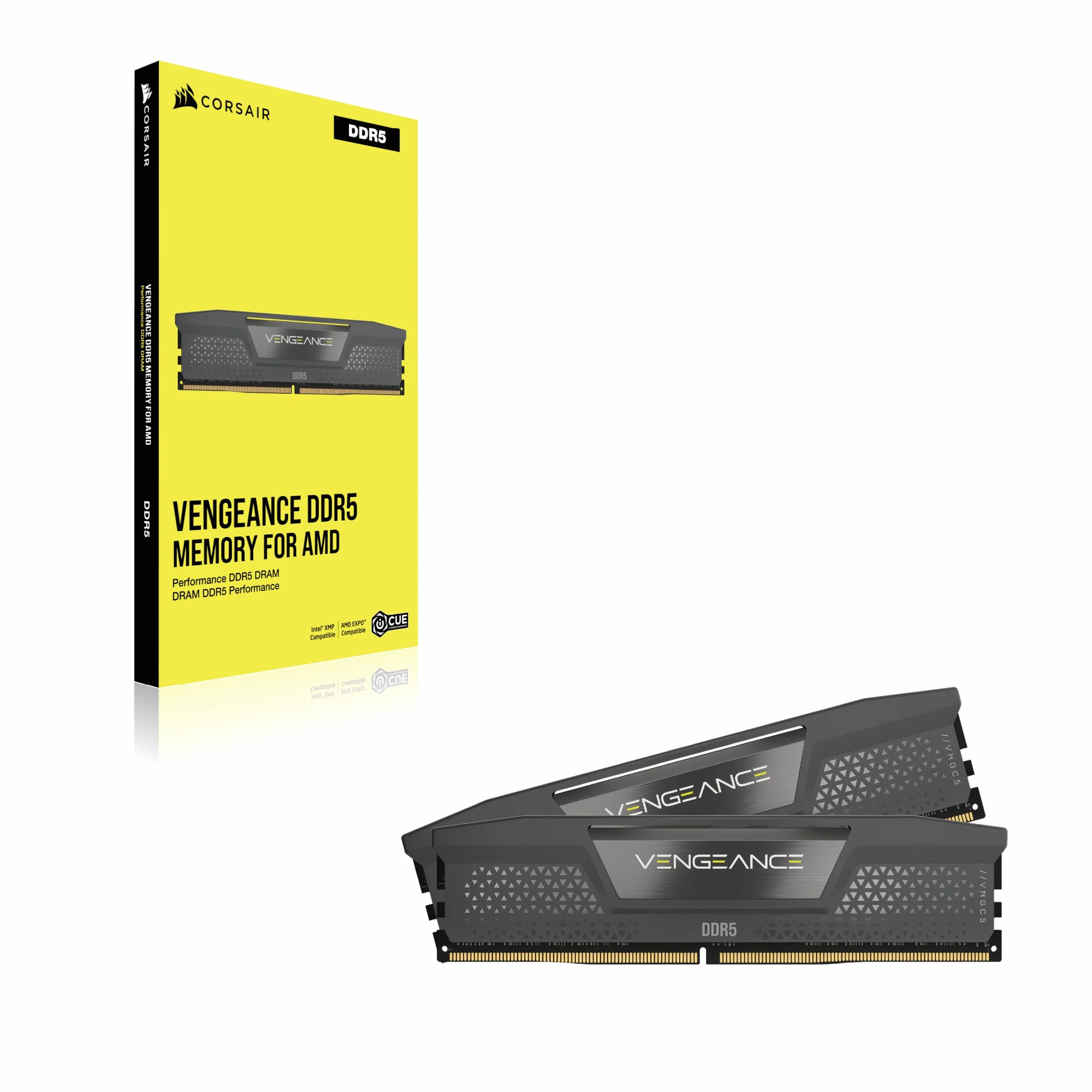 CORSAIR VENGEANCE DDR5 RAM 32GB 6000MHz CL30 AMD EXPO Kompatybilna Pamięć Komputerowa iCUE Szary