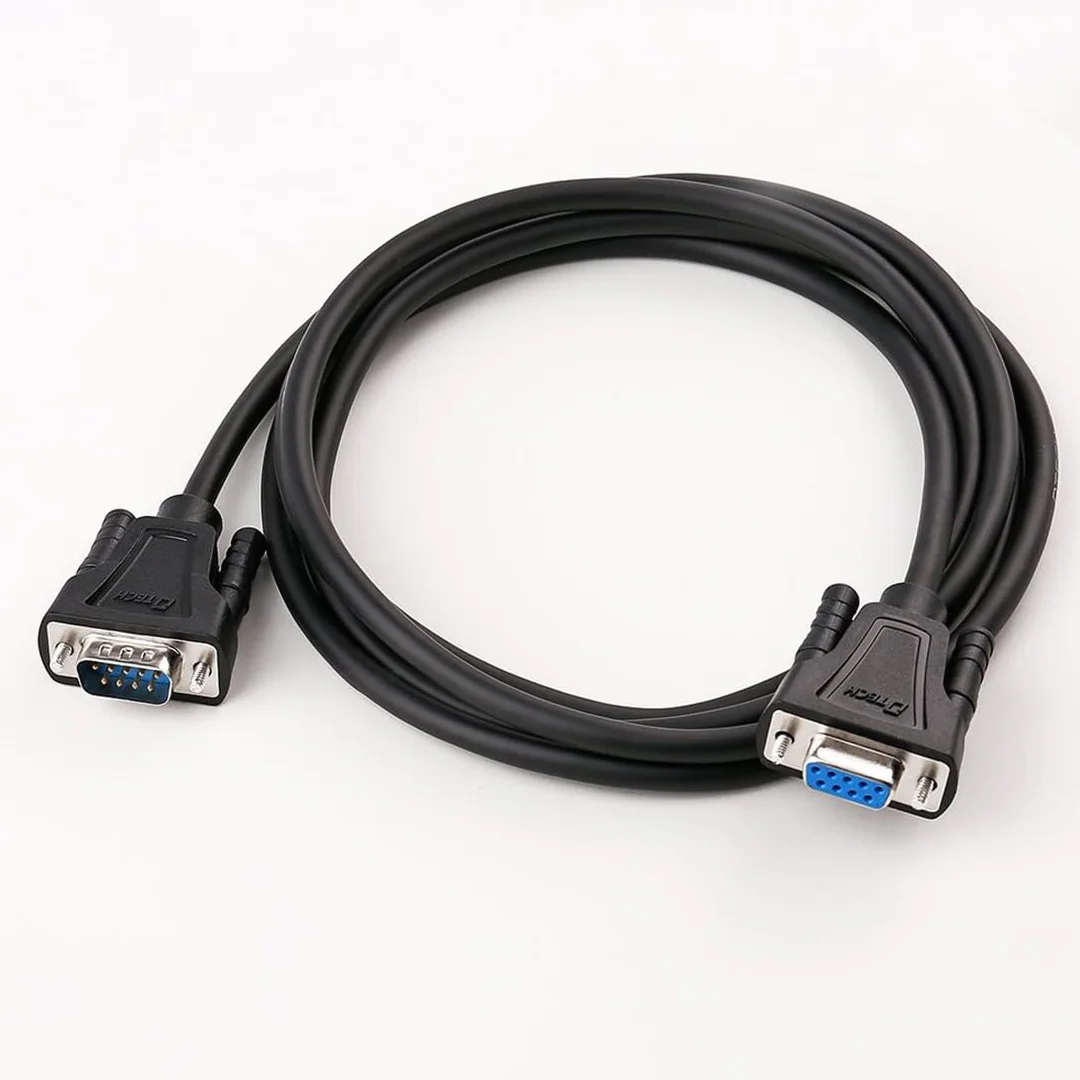 DTECH Kabel szeregowy RS232 męski na żeński 9-biegunowy, prosty (2 m)