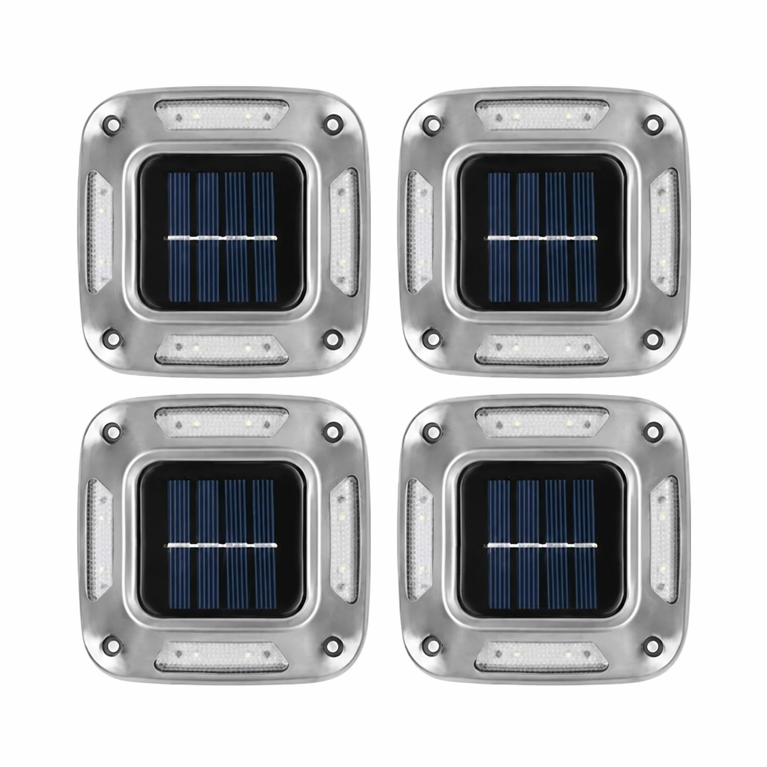 Lampy Solarne Naziemne, 4 Szt. Słoneczne Światła Dokowe 8 Diod LED Oświetlenie Podjazdu Na Zewnątrz do ścieżki tarasowej(Warm Light)
