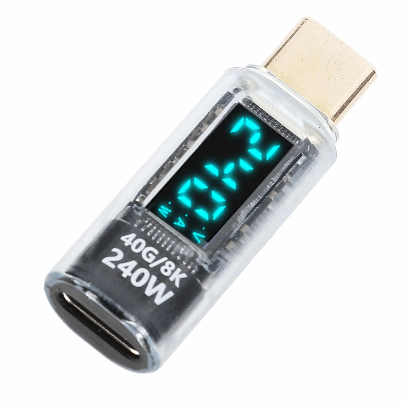 USB C Adapter Meter Meter Tester 240W USB C Mężczyzna do Kobiet Adapter Przedłużający 40 Gb/S 8k 60 Hz z Cyfrowym Wyświetlaczem LED na podkładkę telefoniczną