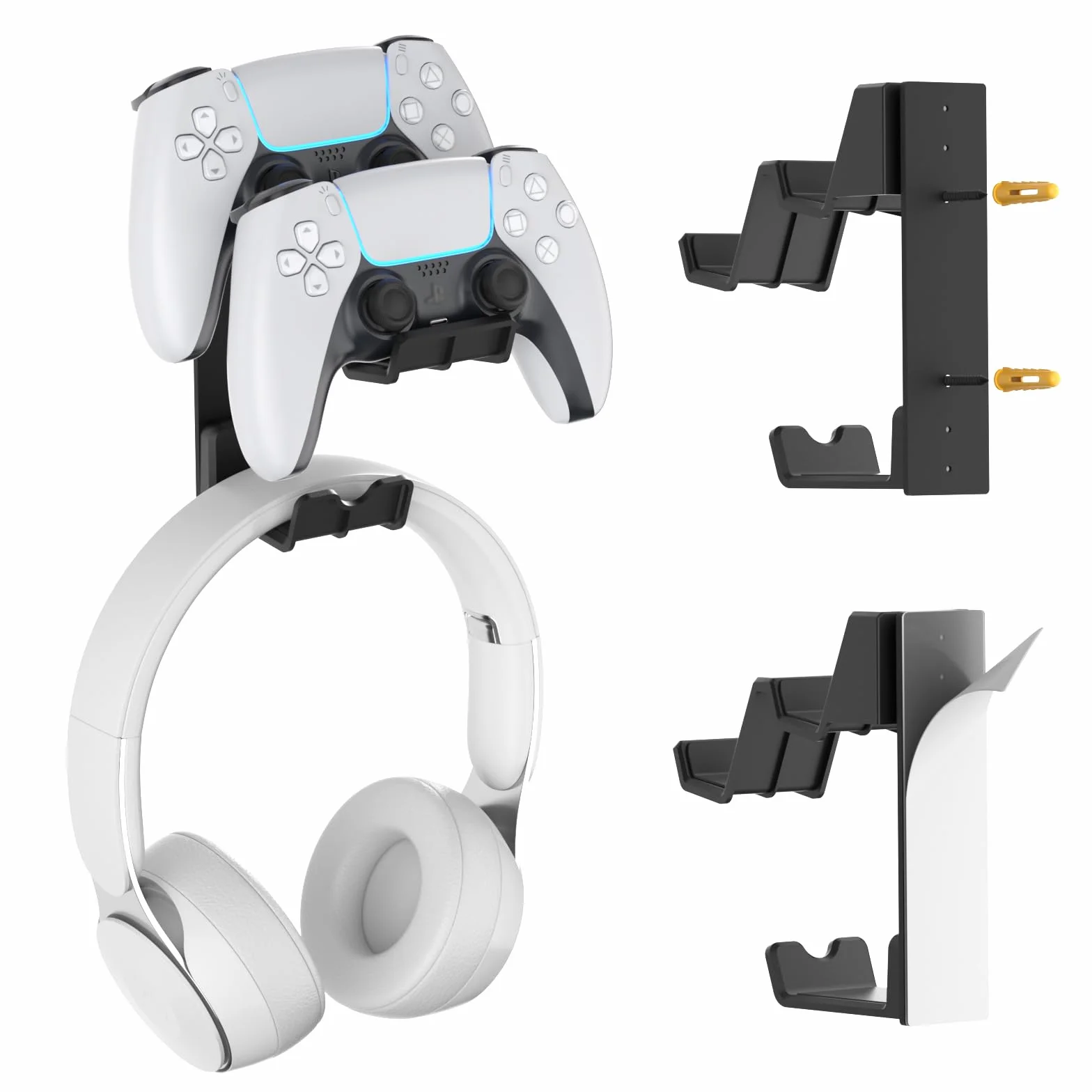 KDD Podwójny kontroler i uchwyt na słuchawki ścienny do gier Xbox Series X/S PS5 PS4 PS3 Switch STEAM PC