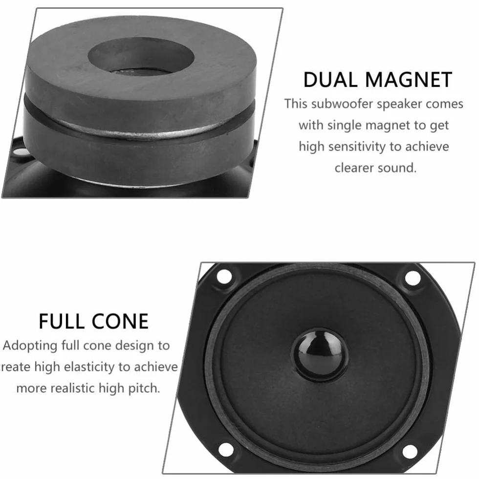 Garsent 3-calowe głośniki stereo 2-drożne HiFi 4 Ohm basowe do samochodu i łodzi