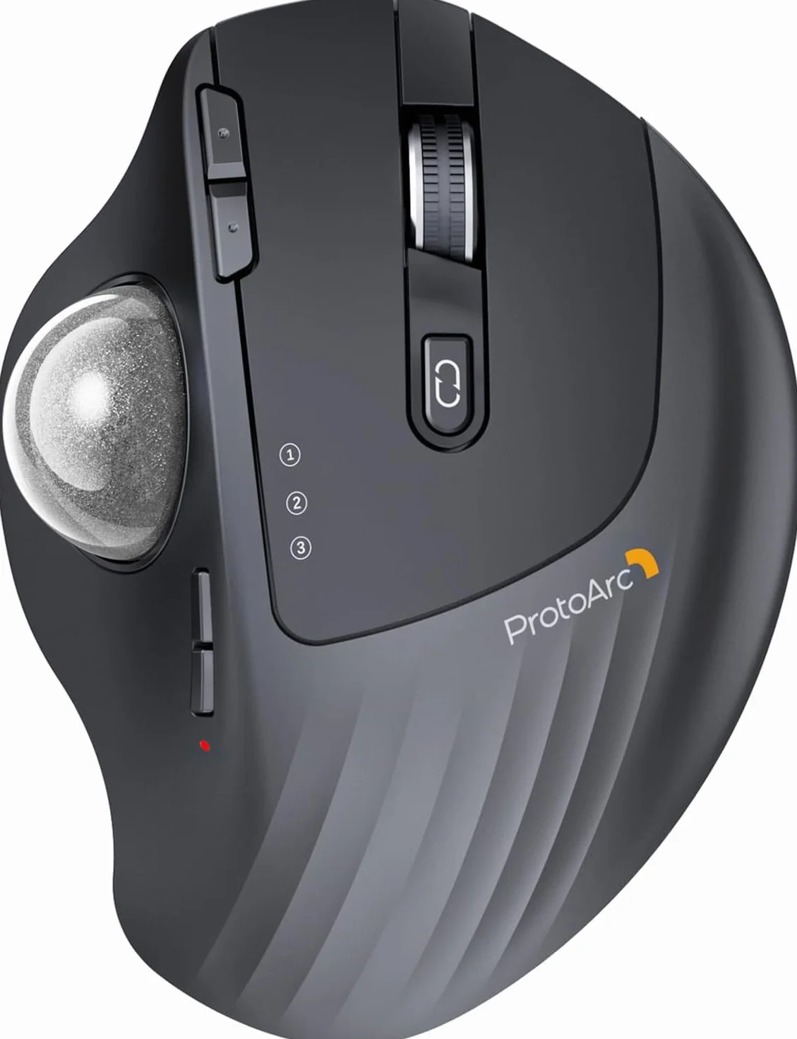 ProtoArc EM01 Bezprzewodowa mysz Trackball ergonomiczna Bluetooth ładowalna regulowany kąt 3 przyłącza szara