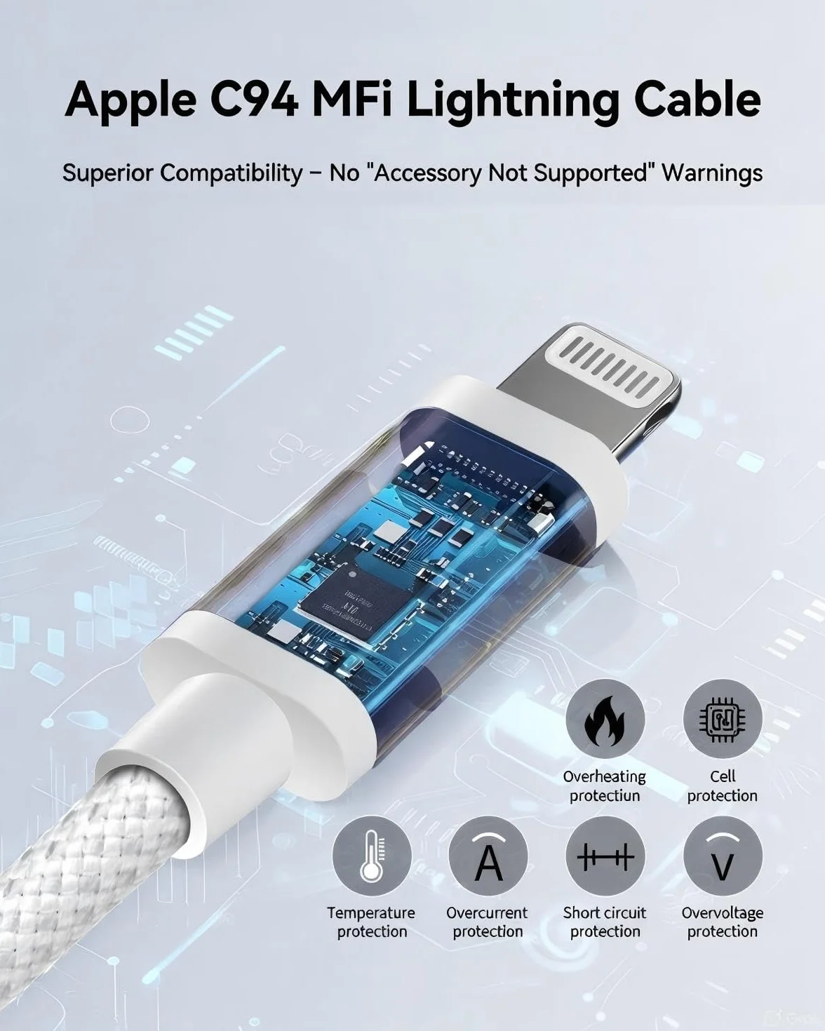 Apple MFi Certyfikowany Kabel Lightning 2 m 2-pack do iPhone 14/13/12/11 Pro Max/XS/XR/8