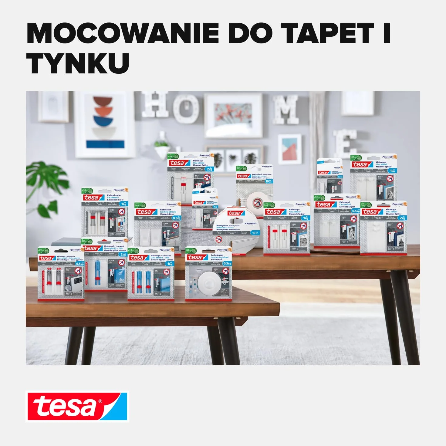 tesa regulowana śruba samoprzylepna do tapet i tynków, 1 kg biały