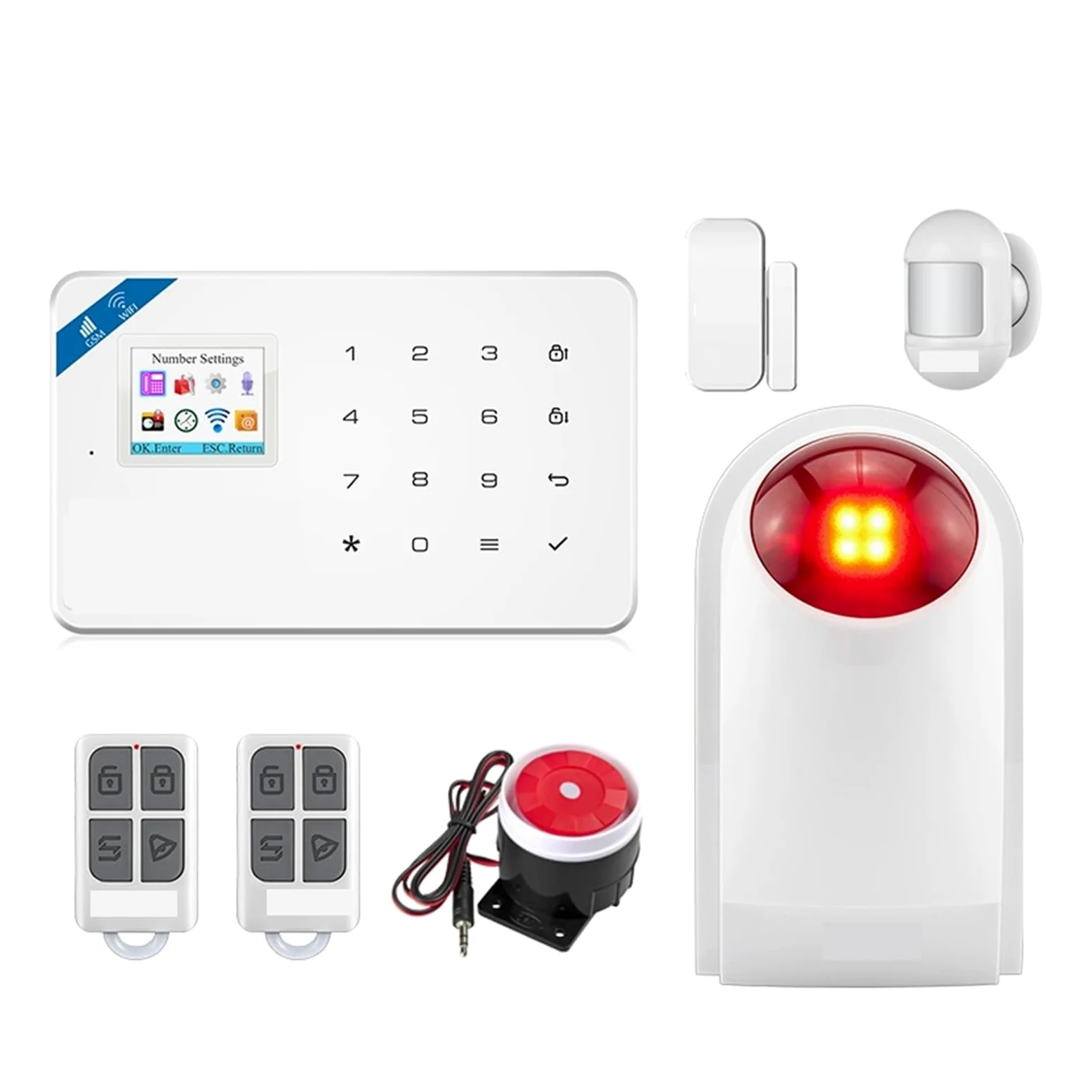 Zestaw alarmowy do domu Wsparcie Alarm GSM Tuya Inteligentny czujnik ruchu Detektor Czujnik drzwi 120db Syrena Do domu i garażu(KIT 1)