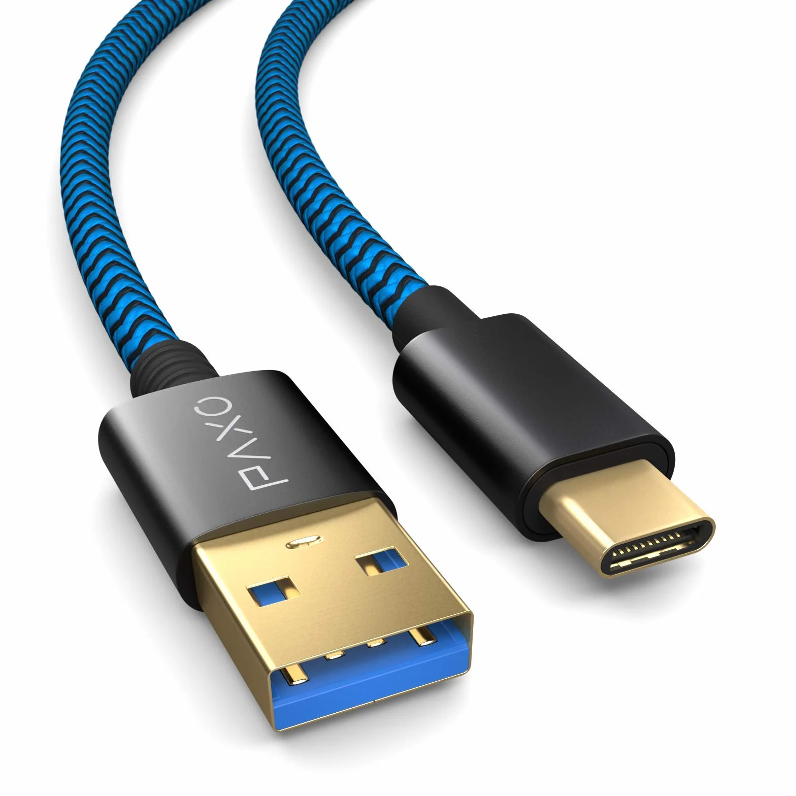 Nylonowy kabel do ładowania PS5, do kontrolera Playstation 5, kabel USB C, USB 3.1 (USB 3.0), kabel do ładowania, osłona materiałowa, wtyczka aluminiowa, niebiesko-czarny, 3 m