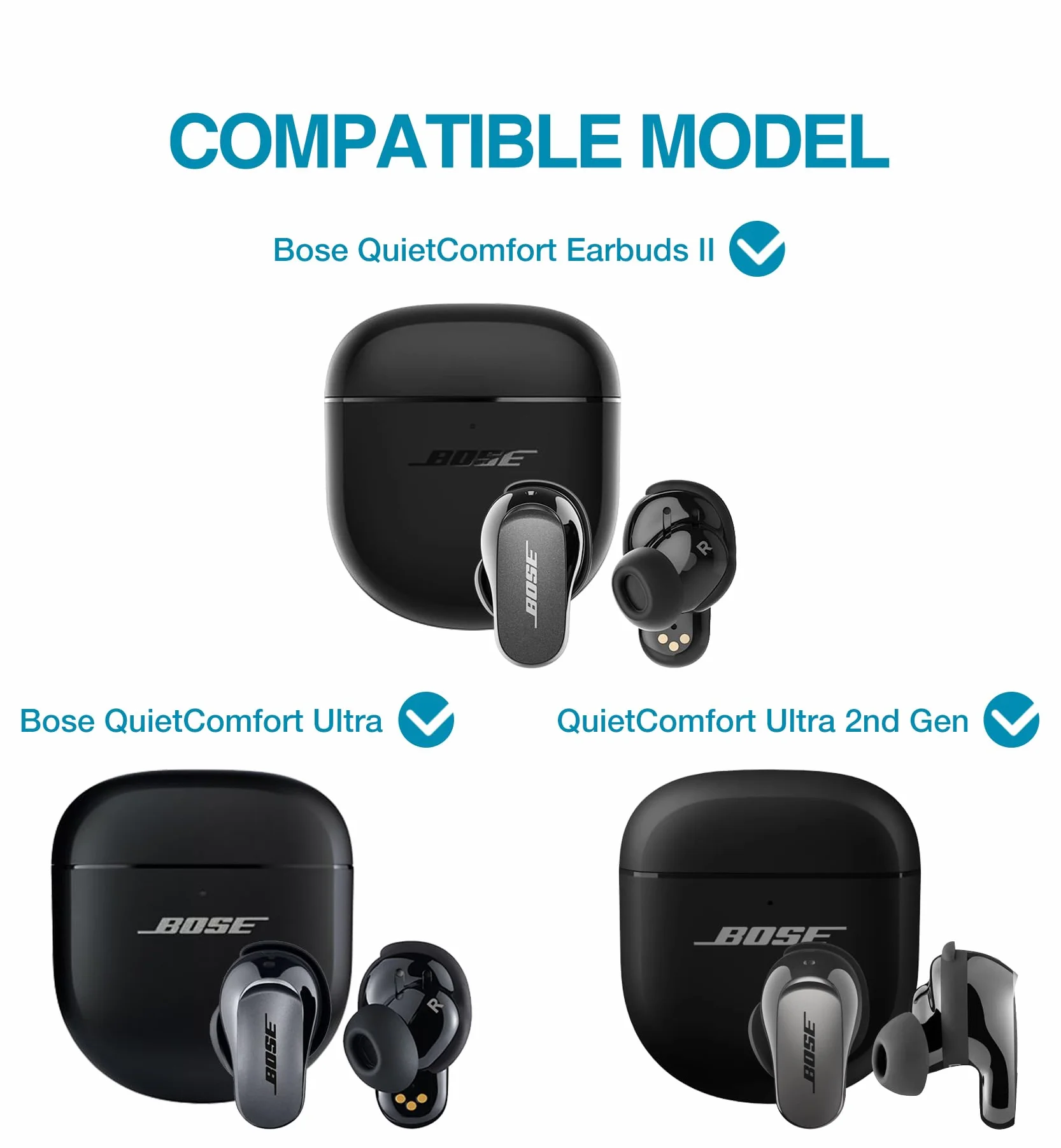 Bose Przezroczyste etui ochronne TPU do QuietComfort II 2022/Ultra 2023/Ultra Earbuds 2. generacji 2025 z karabińczykiem