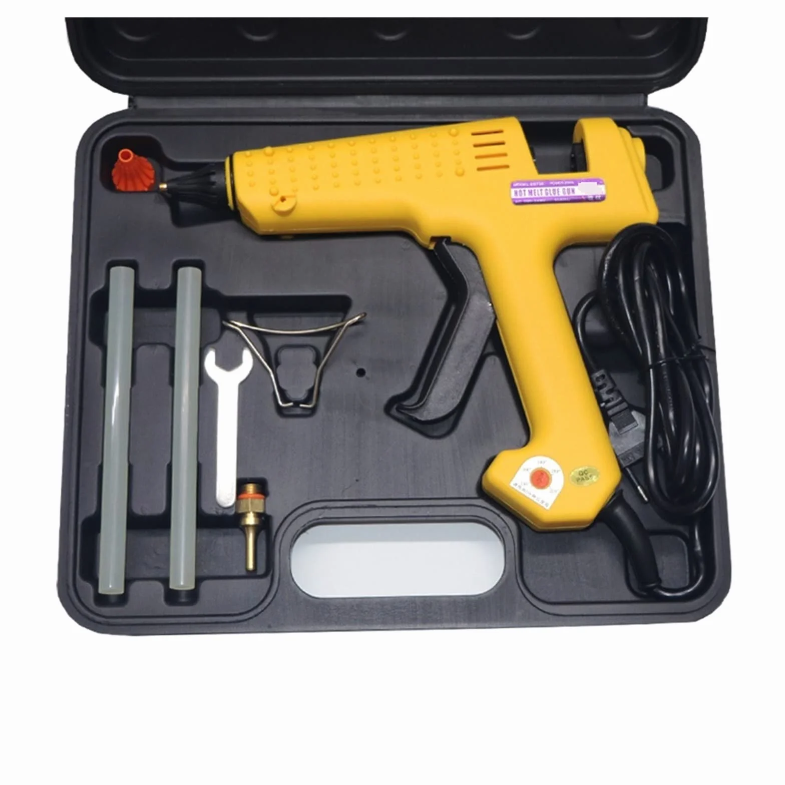 Pistolet do klejenia na gorąco do prac rzemieślnic Pudełko na pistolet do klejenia 200W 250W Pistolet do klejenia na gorąco Regulowana temperatura Pistolet z klejem termicznym z długą dyszą Profesjona