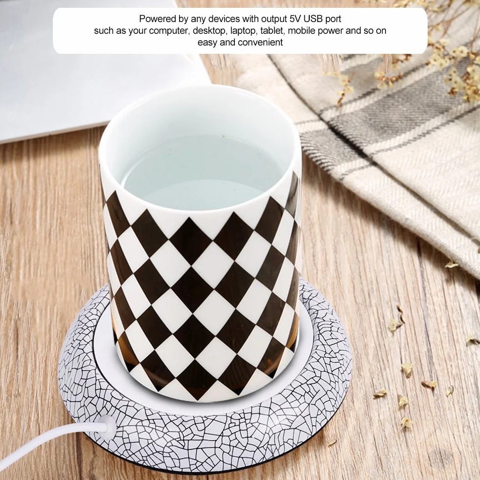 Elektryczny podgrzewacz do kubków USB mata ocieplacz do napojów biuro herbata kawa biała porcelana