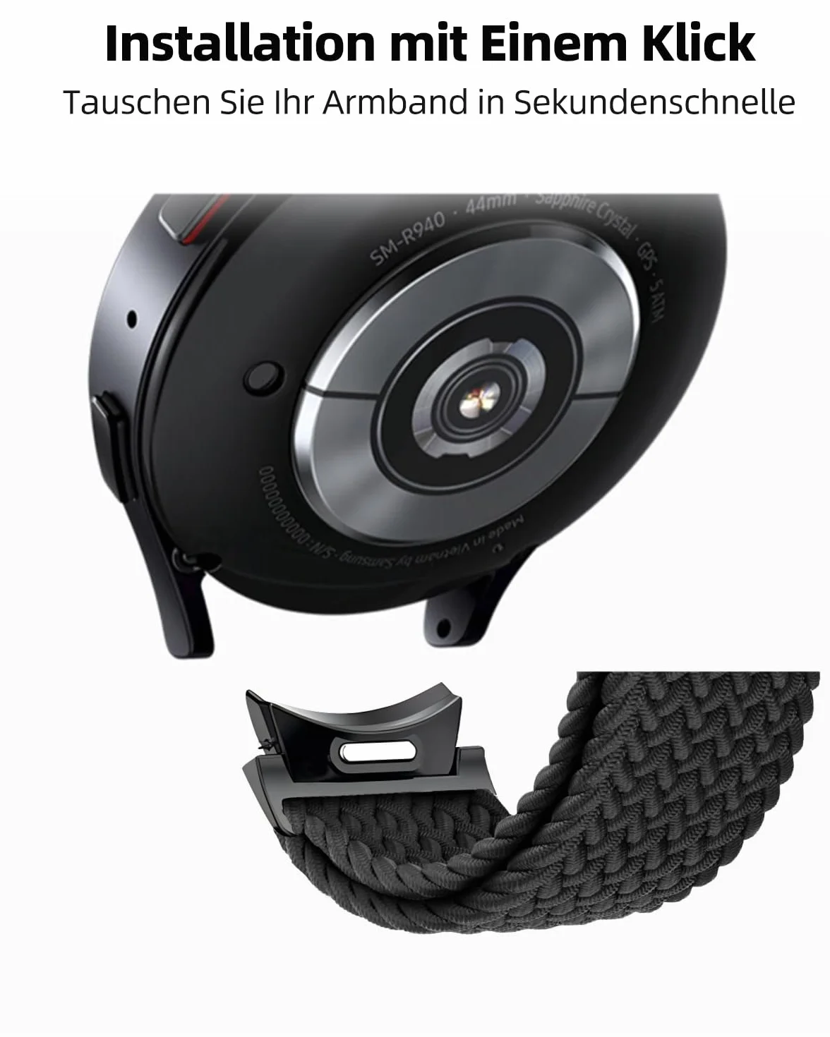 SimpleThings Pleciona bransoletka kompatybilna z Samsung Galaxy Watch 7/6/5/4 40 mm 44 mm 5 Pro 45 mm 6 Classic 47 mm