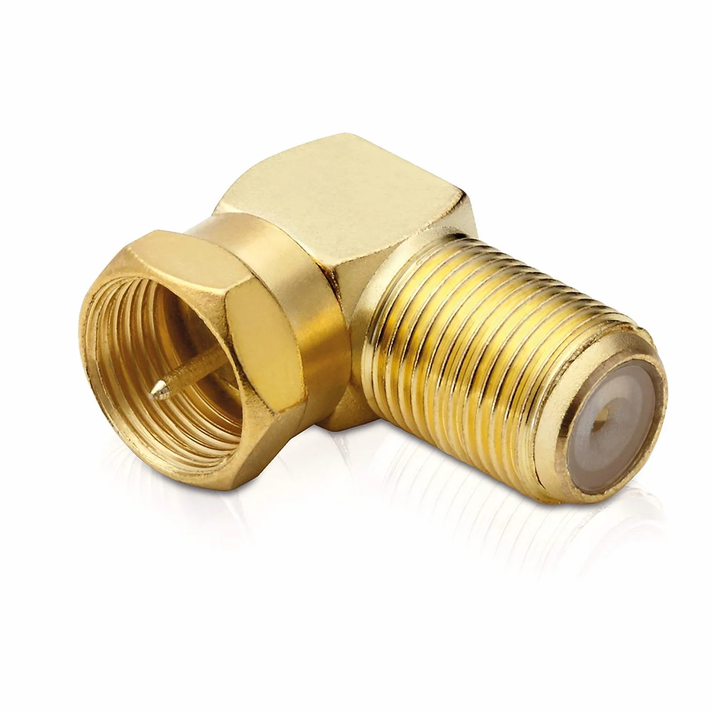 Conecto Adapter kątowy 90 stopni F na F pozłacany 2 sztuki