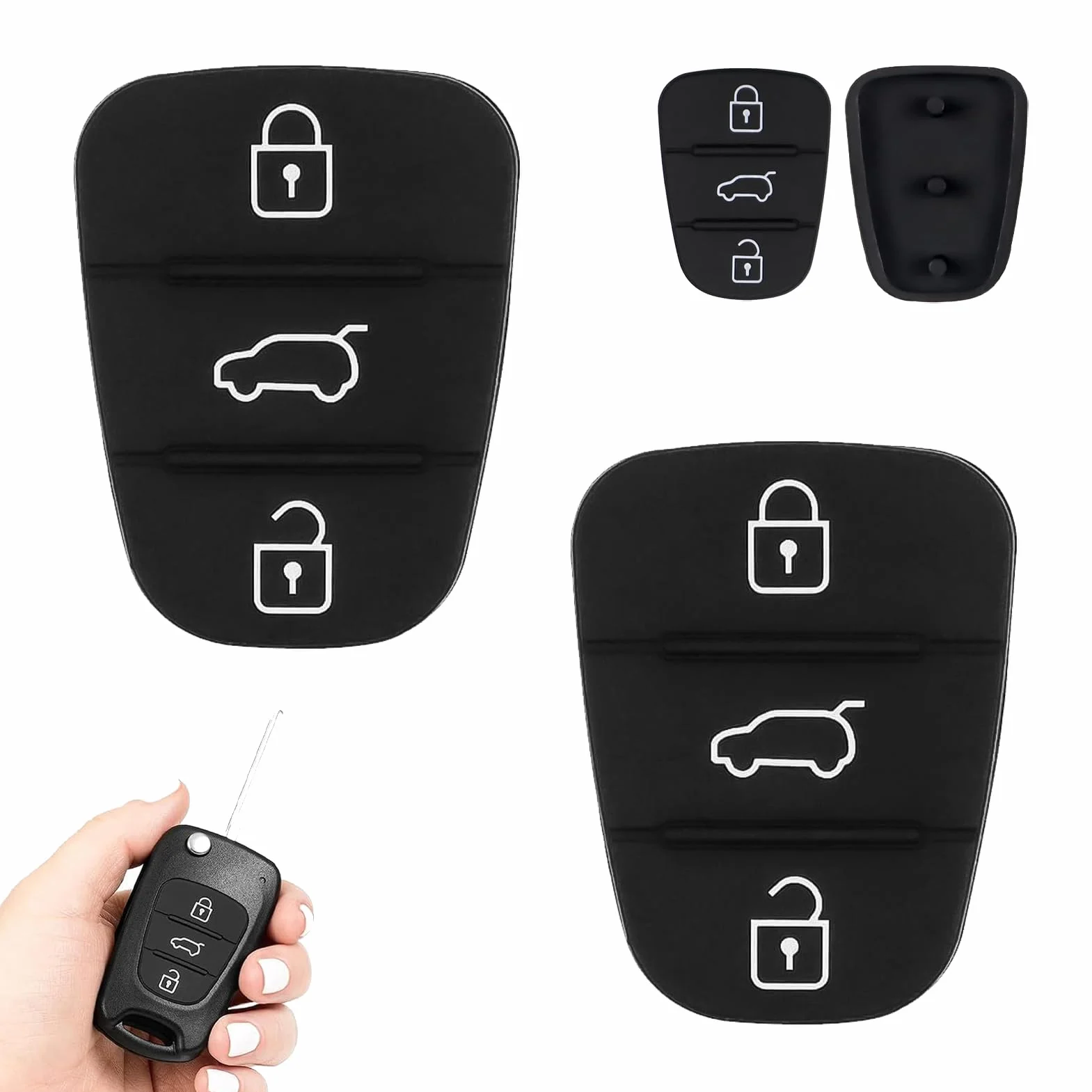 Obudowa kluczyka samochodowego Hyundai i10 i20 i30 ix35 Kia Sportage Ceed 2 sztuki 3 przyciski gumowa podkładka