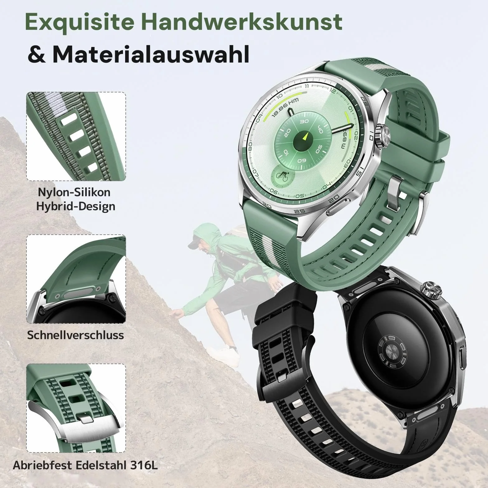Pasek 22 mm do Huawei Watch GT5 46 mm Pro GT6 GT6 Pro GT3 GT4 GT3 Pro GT2 GT2e Ultimate Quick Release nylonowy silikonowy