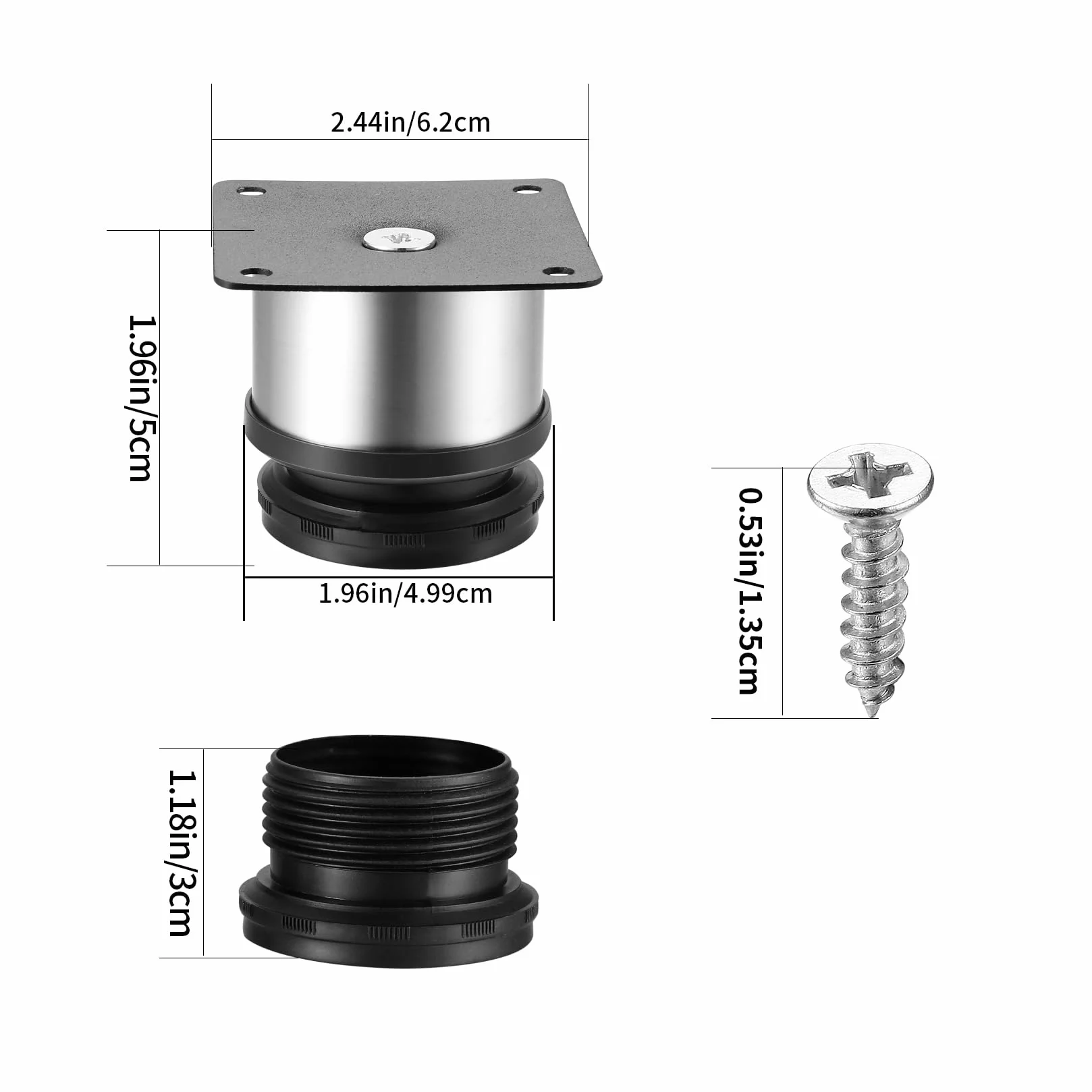 HAOCHEN 4 Regulowane Nogi do Mebli, 50x50 mm Nogi Stołowe, Nogi do Szafek, Metalowe Nogi, Nogi do Mebli, Kuchni, Biurka, Stal Nierdzewna, 50cm, W zestawie śruby