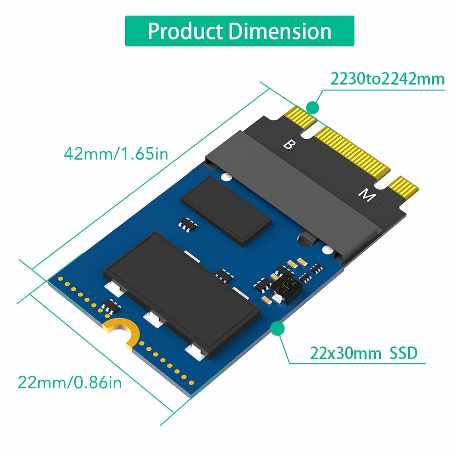 M.2 NVME Adapter M Key B M 2230 do 2242 Przedłużający Męski na żeński do ThinkPad X270 X280 T470 T480 L480 T580