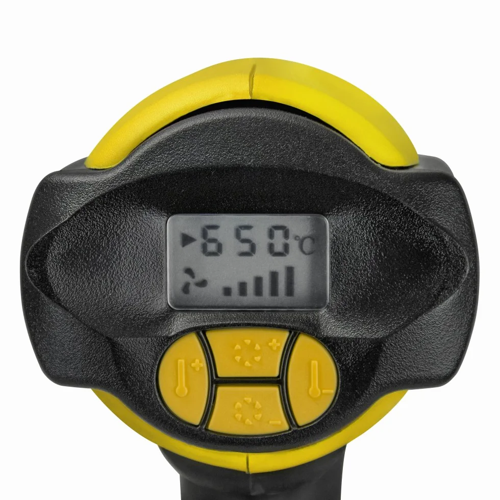 TROTEC Pistolet na gorące powietrze HyStream 2000 – Opalarka poziomy temperatury 50 °/ 650 °, 2000 W – Zabezpieczenie przed przegrzaniem, wyświetlacz LCD, do usuwania farby, lutowania, obkurczania