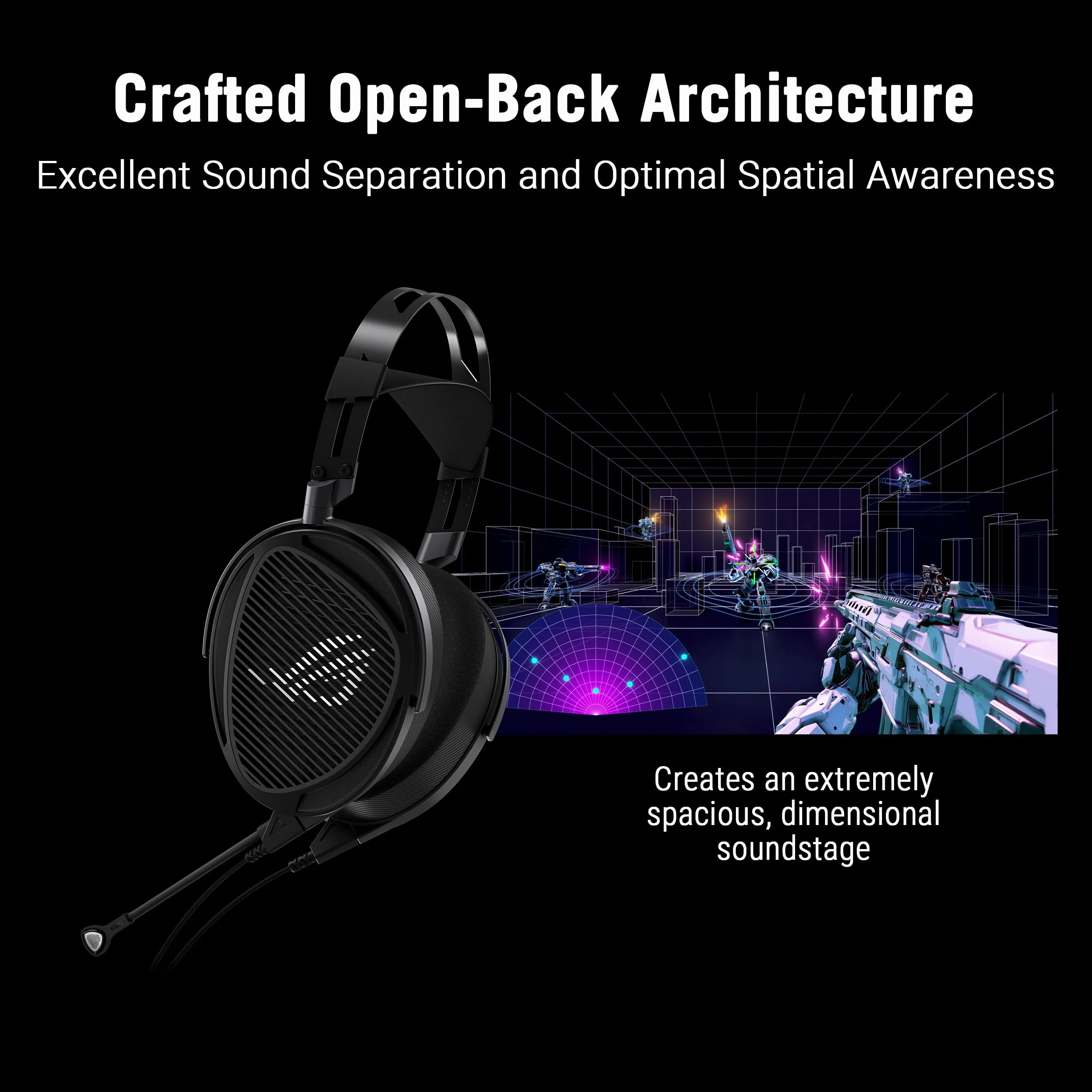 ASUS ROG Kithara zestaw słuchawkowy gamingowy 100 mm przetworniki magnetyczne HIFIMAN mikrofon MMS-Boom 3,5 mm 4,4 mm 6,3 mm