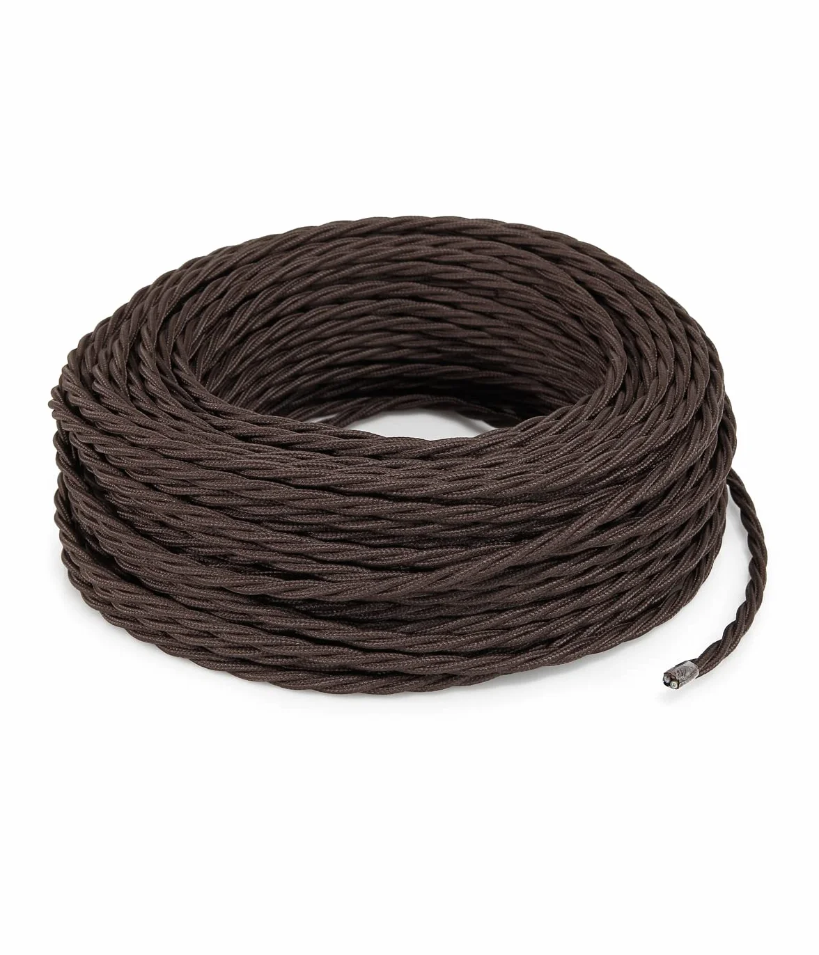 Kabel tekstylny do lampy, kabel materiałowy 3-żyłowy (3 x 1,50 mm²) - brązowy. Wyprodukowano we Włoszech (15 metrów)