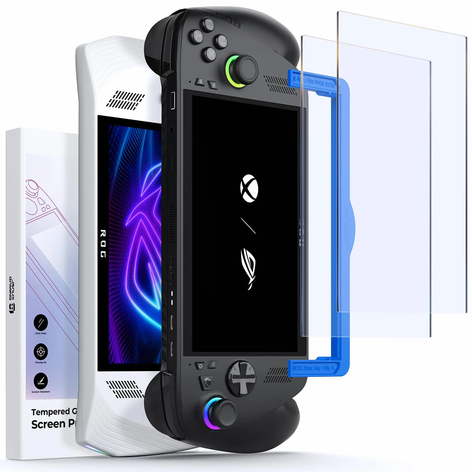 JSAUX Antyodblaskowa Folia Ochronna na Ekran Kompatybilny z ROG Xbox Ally/ROG Xbox Ally X (2025)/ROG Ally 2 Aztuki, Matowe Azkło Hartowane o Twardości 9H z Ramką Prowadzącą, 7" Odporna na Zarysowania