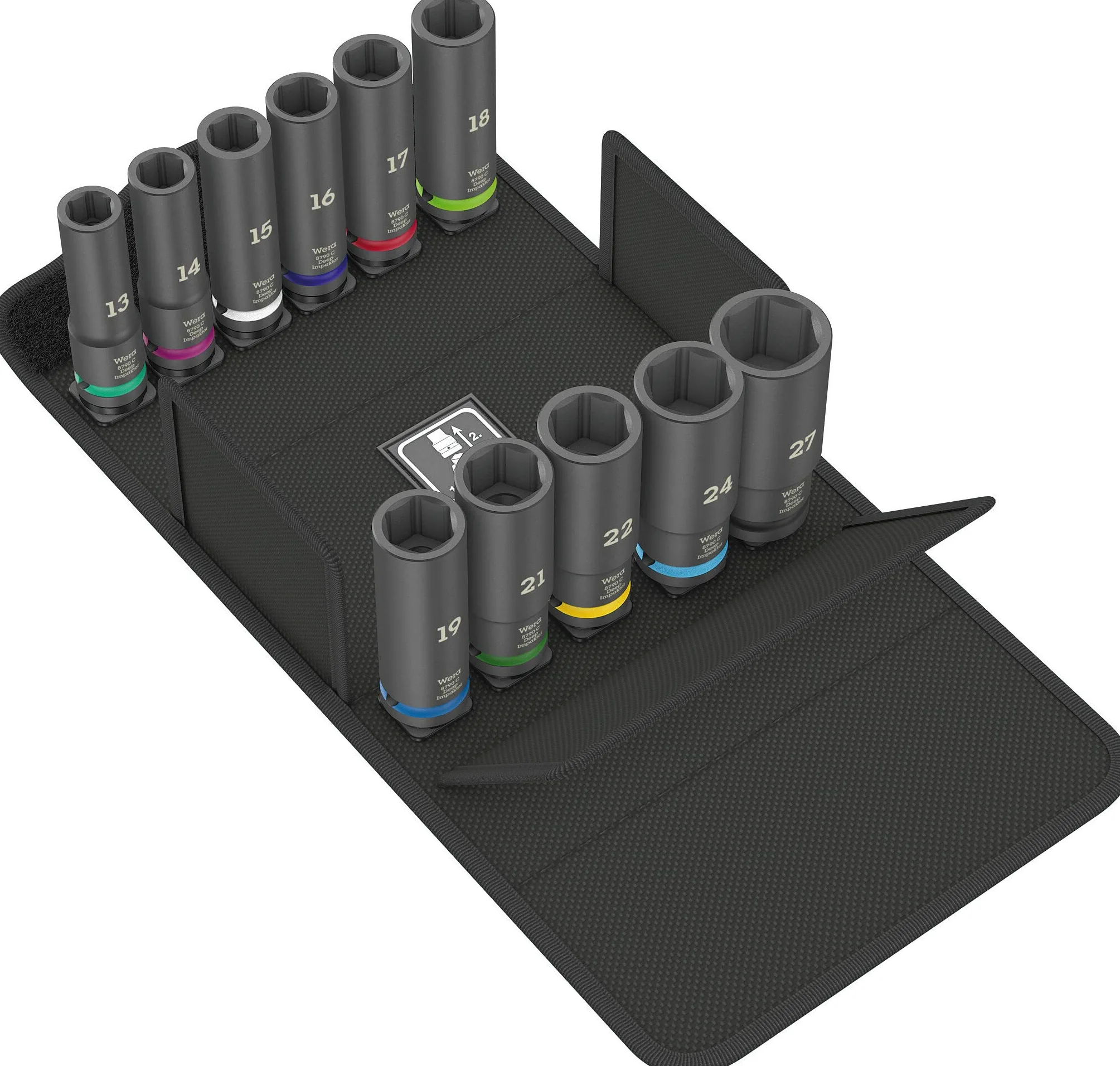 Wera 05004841001 8790 C Impaktor Deep Set 1, zestaw kluczy nasadowych, 11-częściowy czarny