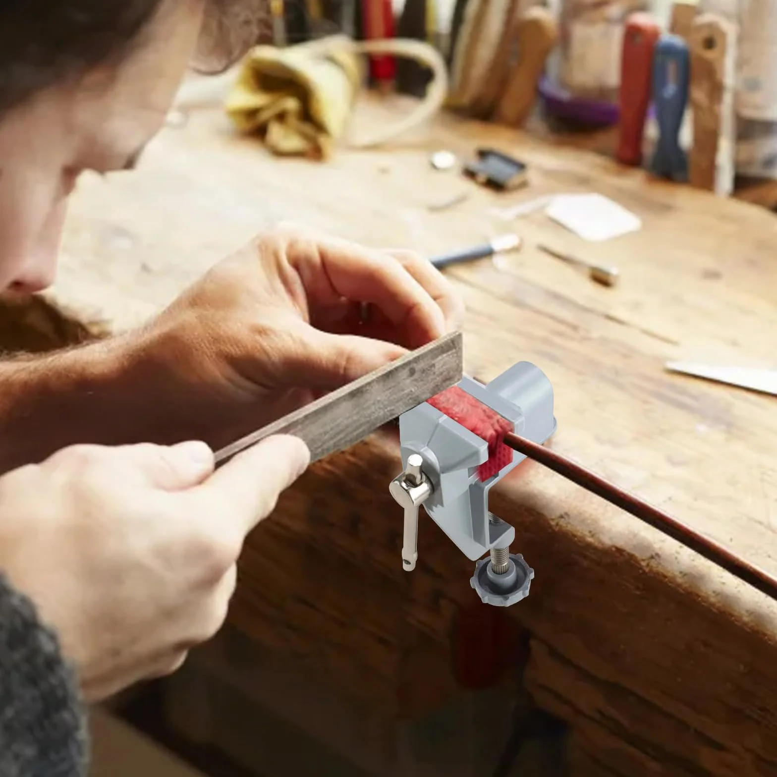 Mini imadło, 2 sztuki, 35 mm, regulowane imadło, małe, przenośne imadło stołowe, do biżuterii, modelarstwa, majsterkowania, modelowania, malowania i napraw rękodzielniczych