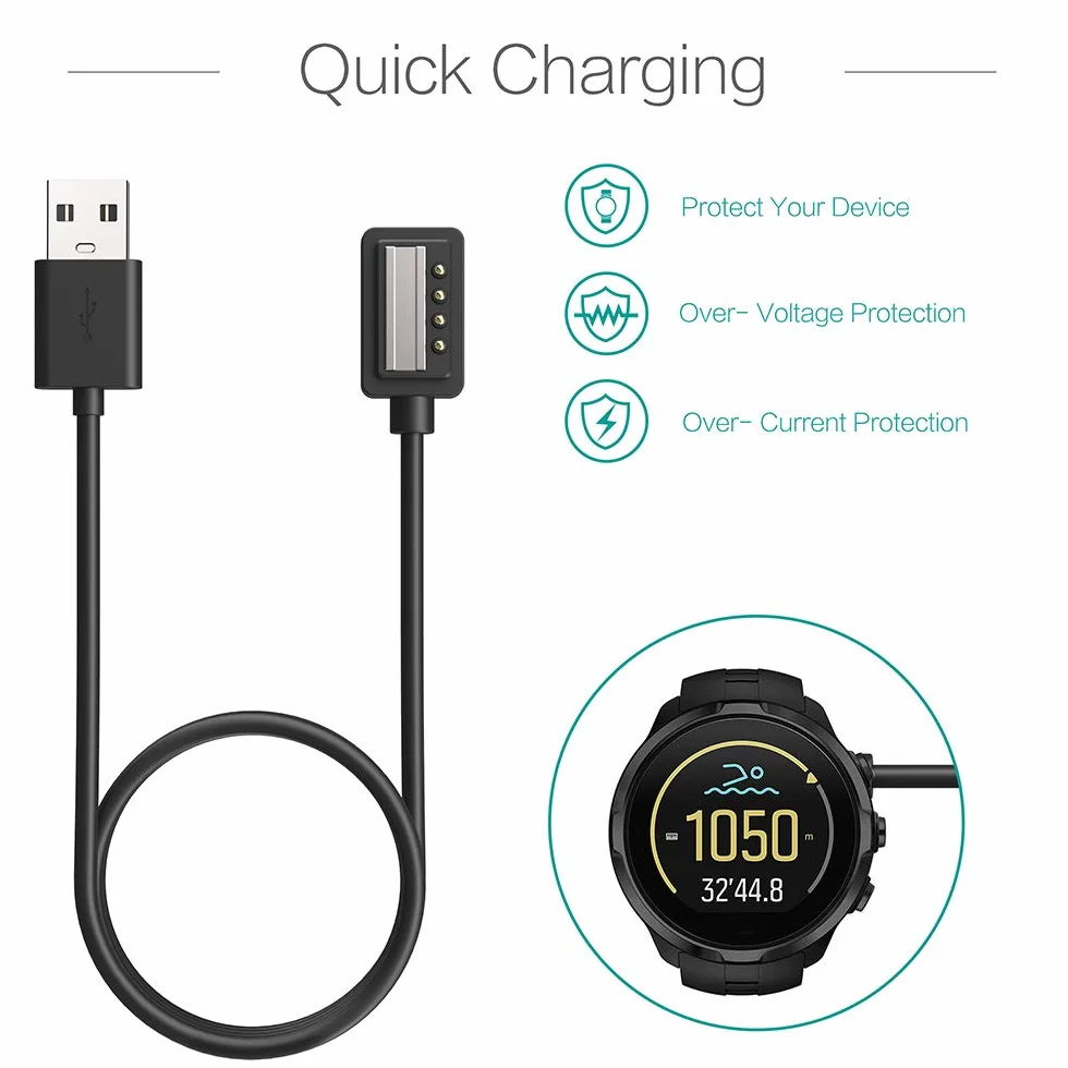 TUSITA Ładowarka Kompatybilny z Suunto Spartan Ultra HR,Spartan Sport Wrist HR,Suunto 9, D5, EON Core - Magnetyczny Kabel USB Ładowarki Ładujący 3,3 stopy - Akcesoria do zegarków GPS