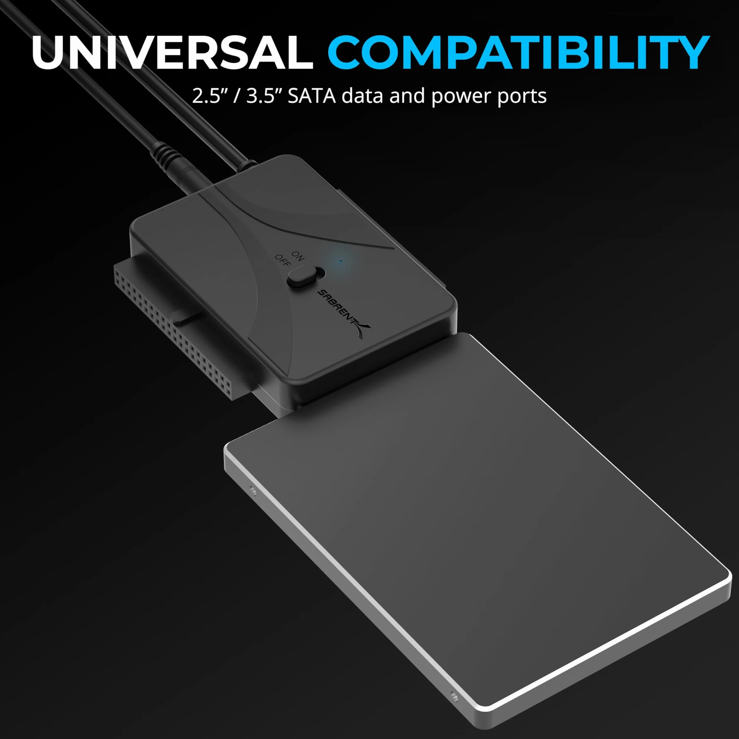 SABRENT Konwerter USB typu C na dysk twardy SSD/SATA/IDE 2,5/3,5/5,25 cala z zasilaczem UL i diodami LED (USB-DS12)