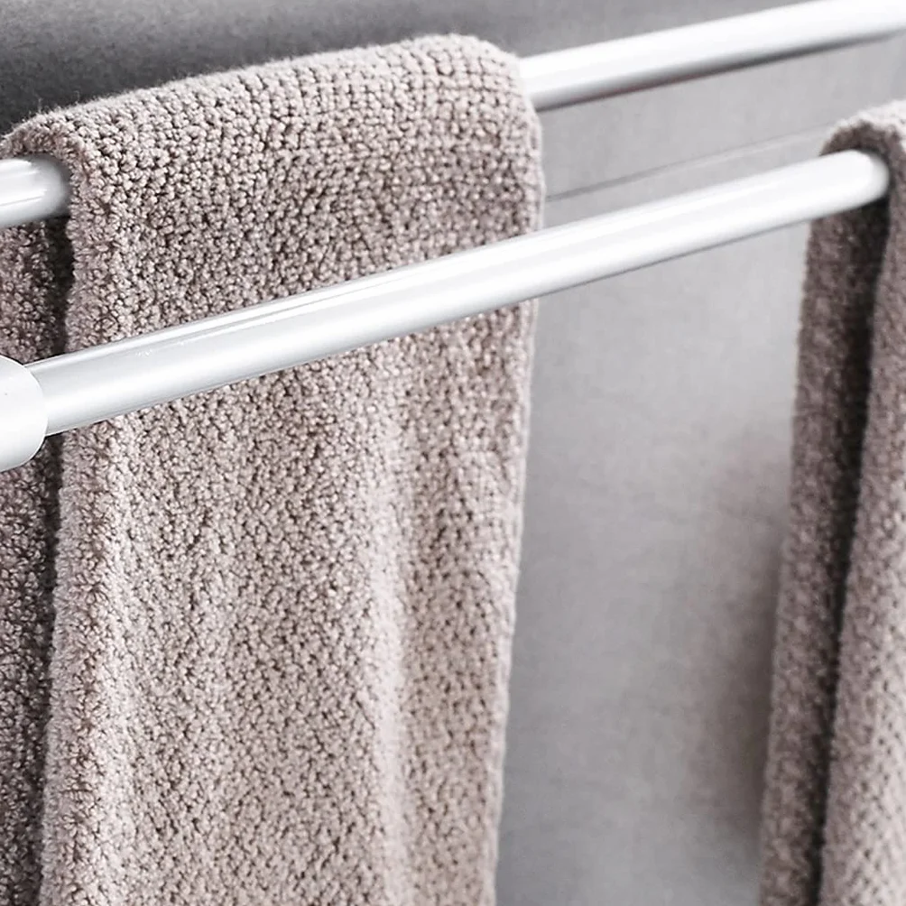 WDX - Wieszak na ręczniki łazienkowe łazienka przestrzeń aluminiowy wieszak na ręczniki podwójny pręt wieszak na ręczniki łazienka wieszak na ręczniki łazienka wieszak duża nośność (rozmiar: 90 cm)