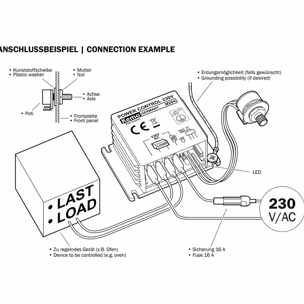Kemo M204 regulator mocy 230 V, maks. 16 A do ogrzewania