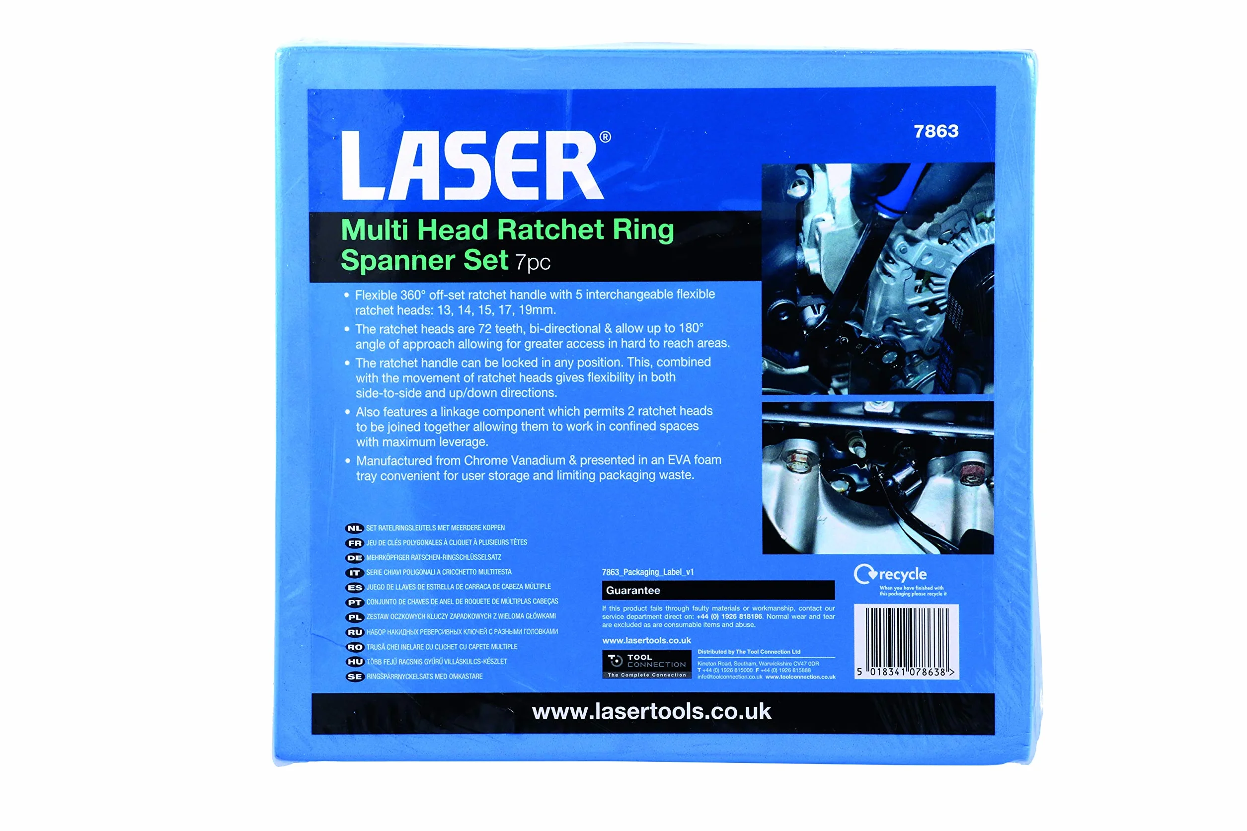 Laser 7863 zestaw kluczy nasadowych z grzechotką z wieloma głowicami
