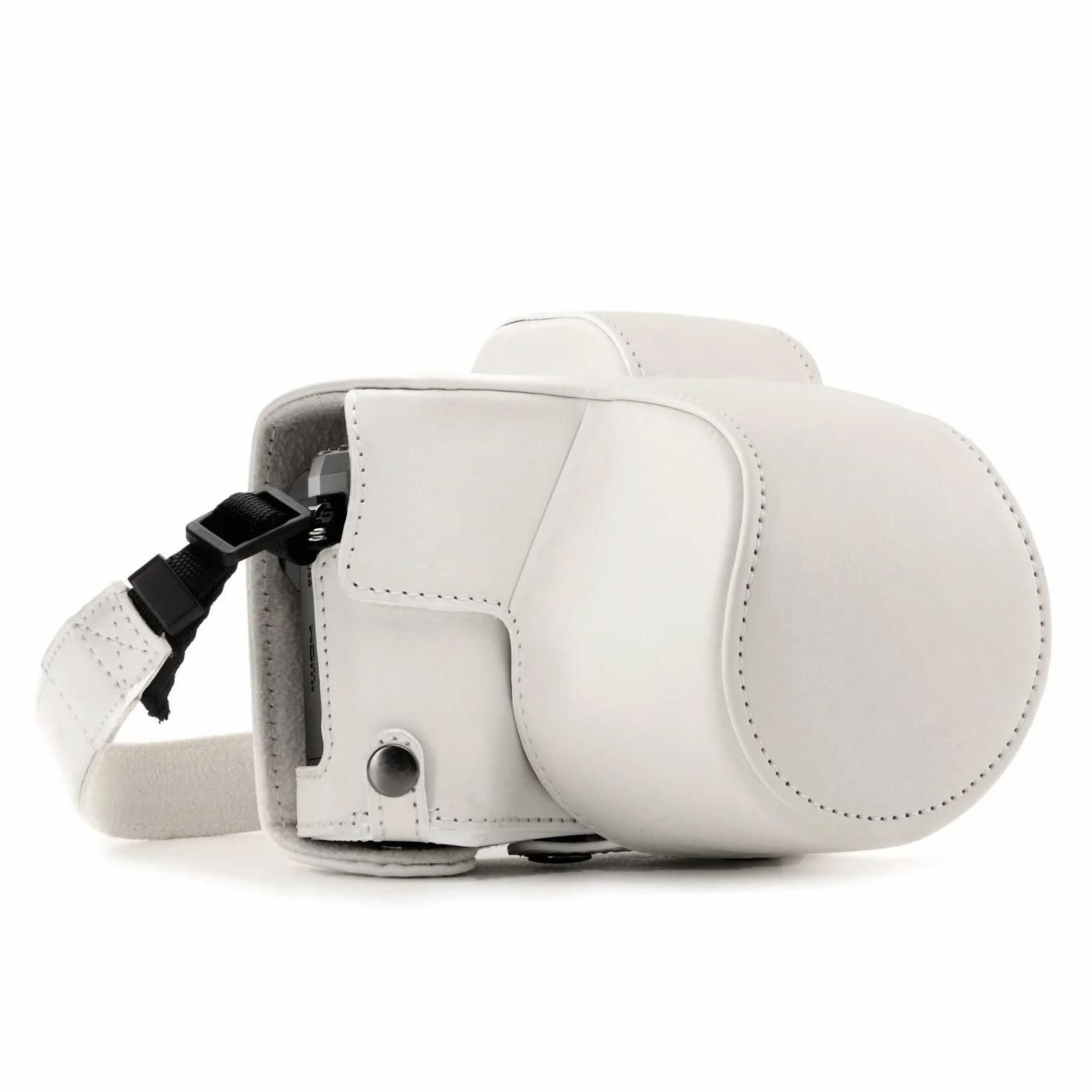MegaGear MG1349 Ever Ready skórzane etui i pasek z dostępem baterii do kamery Olympus OM-D E-M10 Mark III - biały