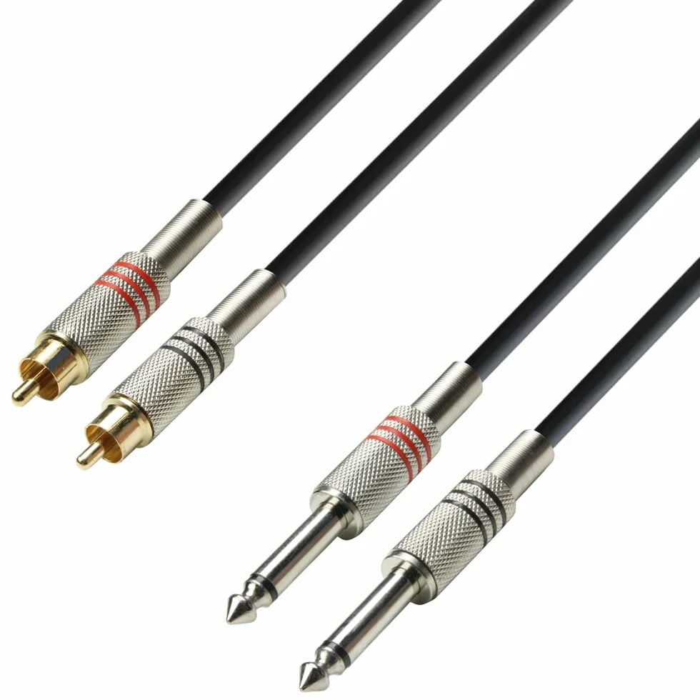 Adam Hall Cables K3TPC0300 Kabel Audio 3 m 2 x Cinch Męski na 2 x 6,3 mm Jack Mono Czarny