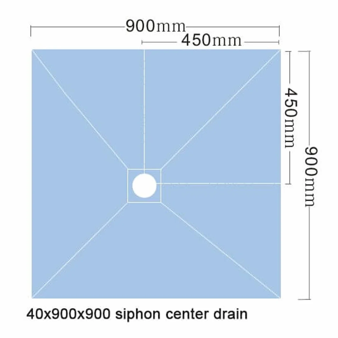 Brodzik prysznicowy 90 x 90 x 4 cm gotowy do płytek z syfonem + kratka ze stali nierdzewnej