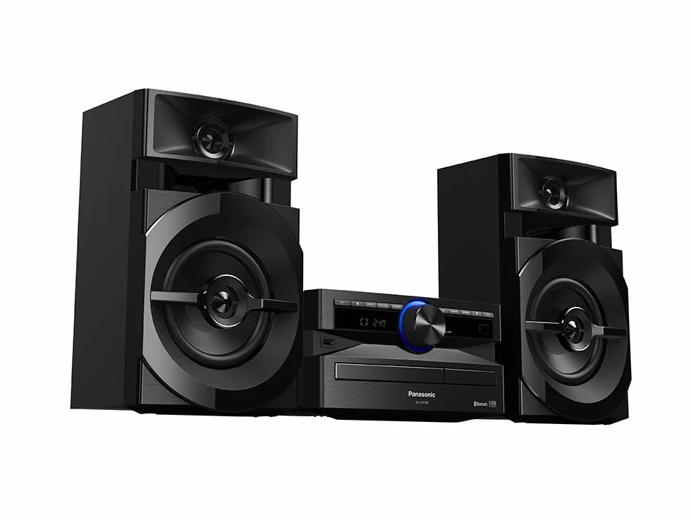 Panasonic SC-UX100 zestaw Power Audio (300W, 13cm głośnik niskotonowy, Bluetooth, CD, USB, FM, aplikacja MAX Juke, Local Preset Equalizer), czarny