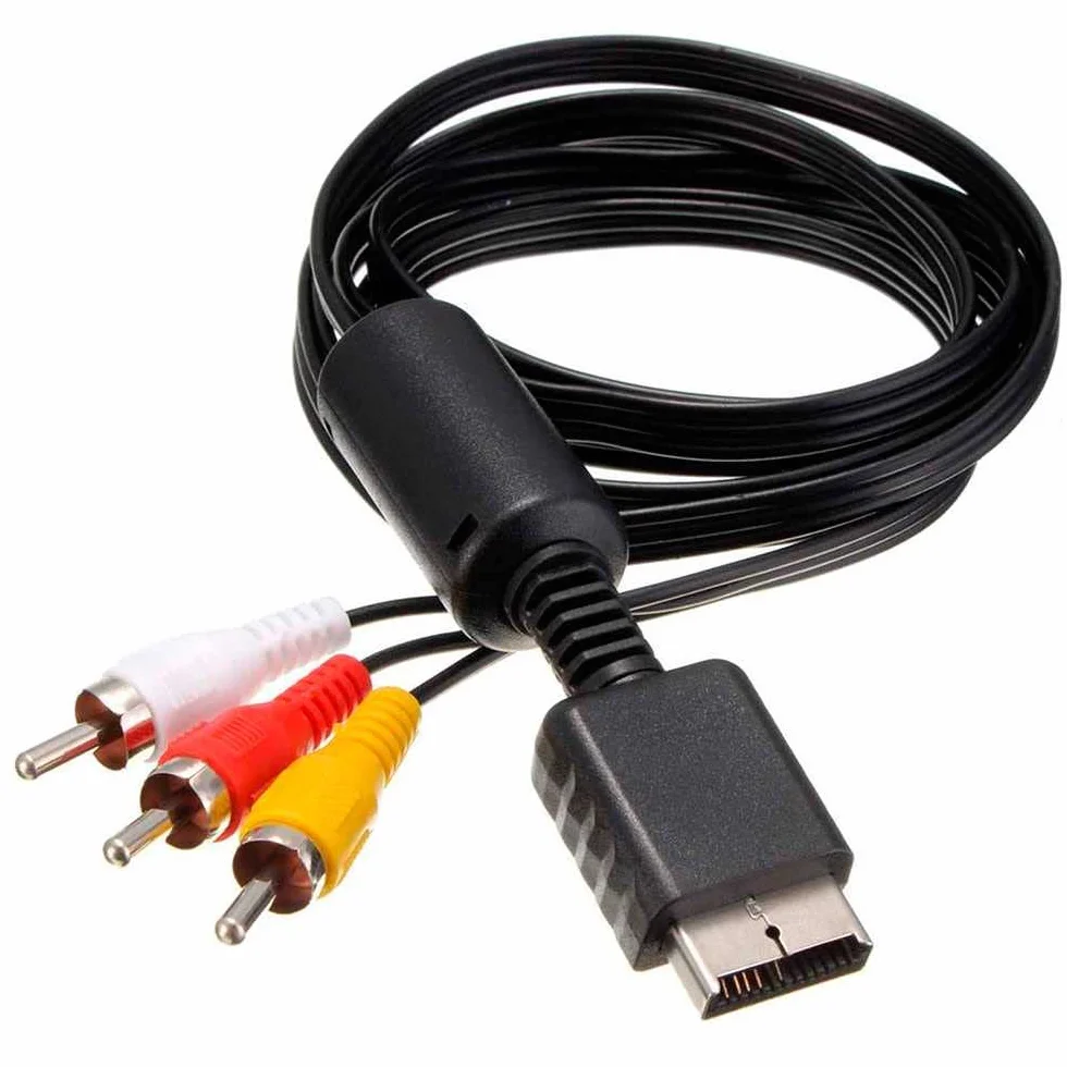 Kabel zamienny AV TV audio video composite 3 RCA 1,8 m czarny do PS1 PSX PS2 PS3