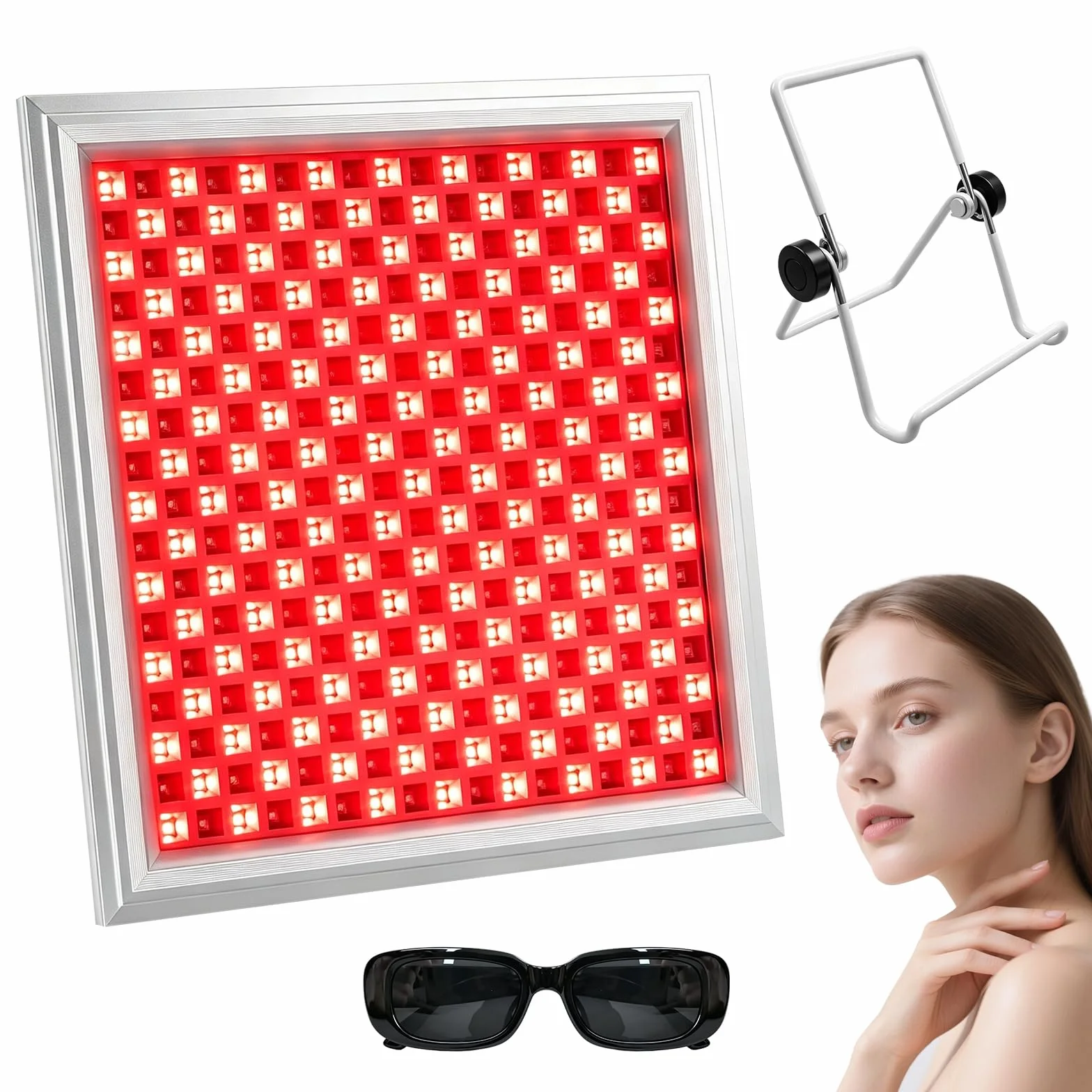 289 LED lampa z czerwonym światłem, 150 W, lampa na podczerwień, 660 nm, 850 nm, panel z 5 poziomami jasności i funkcją timera, zapobiega starzeniu się, bólom mięśni, łącznie z uchwytem, sterowaniem