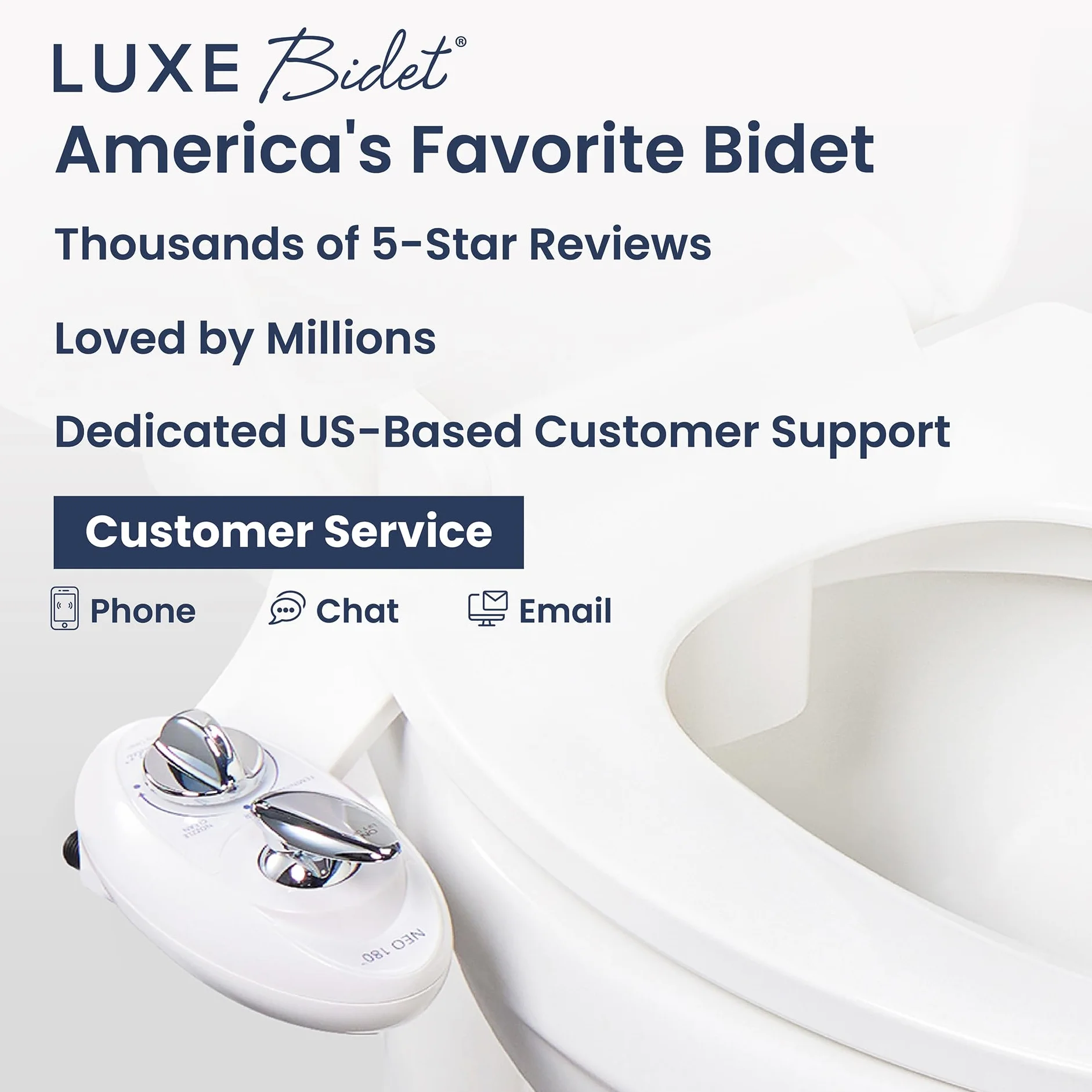 LUXE Bidet NEO 180 – samoczyszcząca podwójna dysza – nieelektryczna mechaniczna nasadka do toalety bidetu świeżej wody (biała i biała)