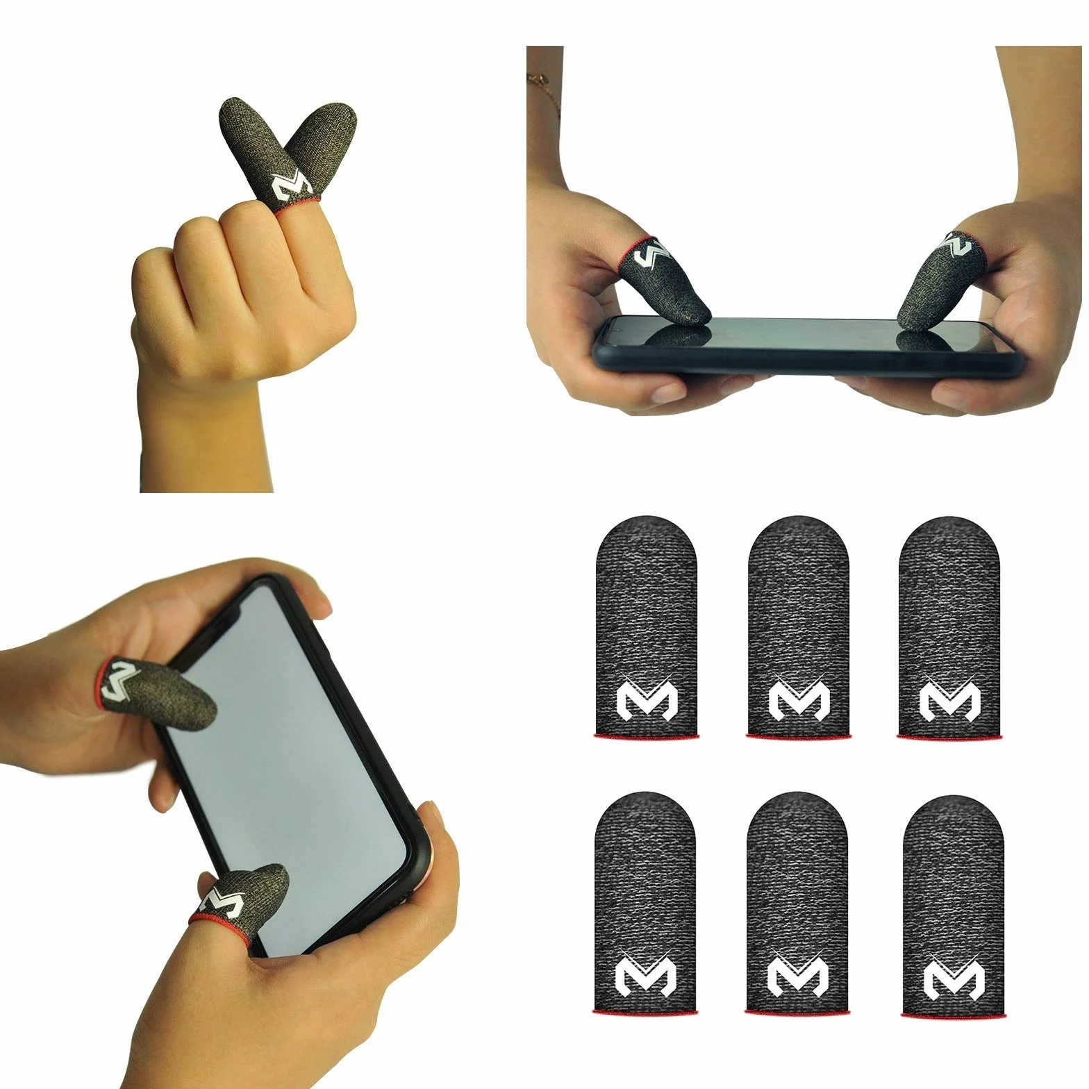 Finger Sleeve zestaw 6 rękawiczek do gier odporne na pot jedwabiste