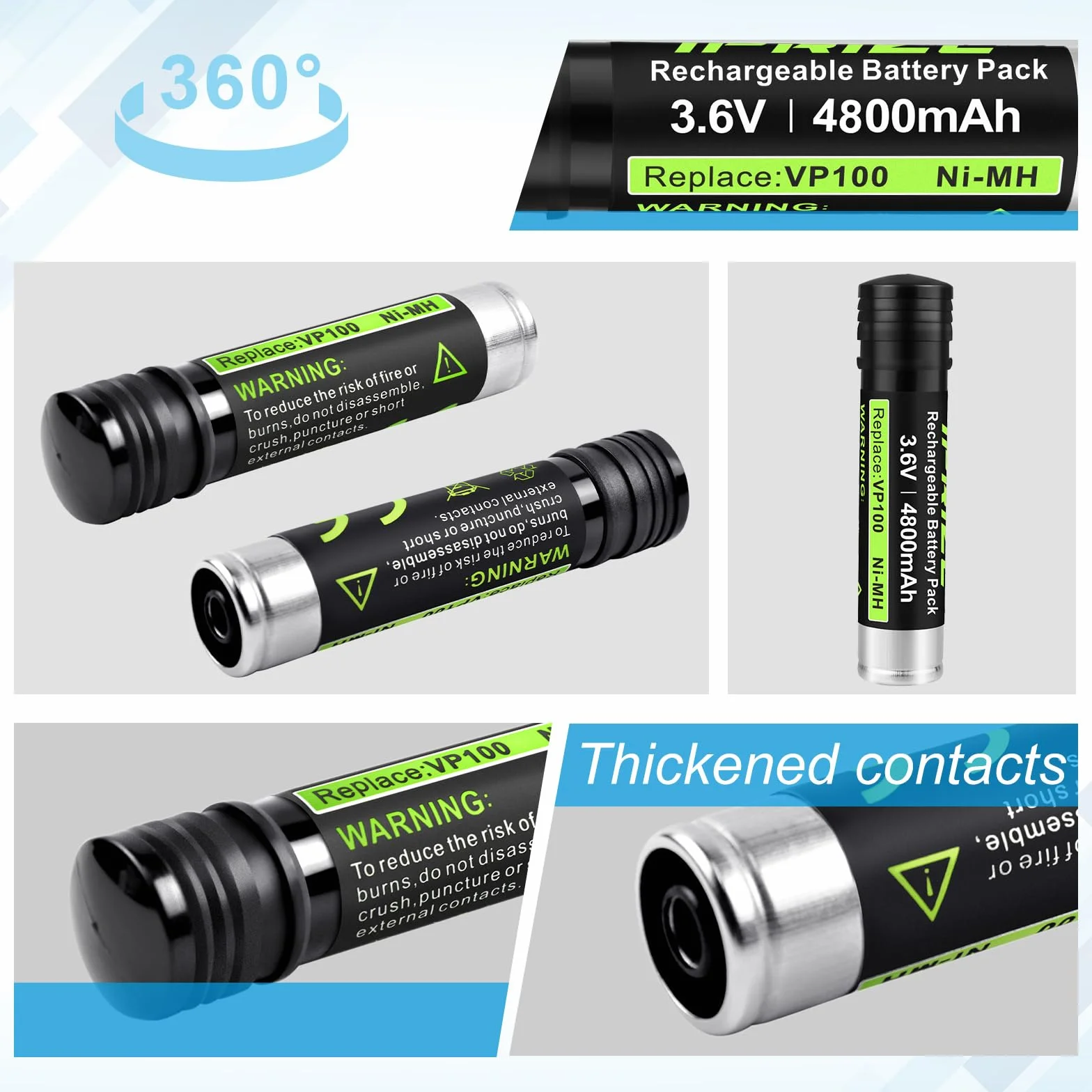2 x iPrize 3,6 V 4800mAh akumulator zamienny do Black & Decker Versapak VP100 VP130 VP100C VP105 VP105C VP110 VP110C VP143 2 szt