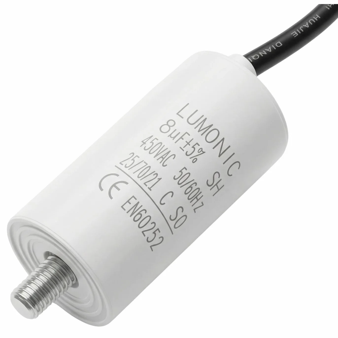 Lumonic Kondensator rozruchowy 8µF 450V | z Kabel I 30x60mm I 8uF I Kondensator silnikowy z plastikowa obudowa I Kondensator operacyjny I do pomp, kosiarek, narzedzi