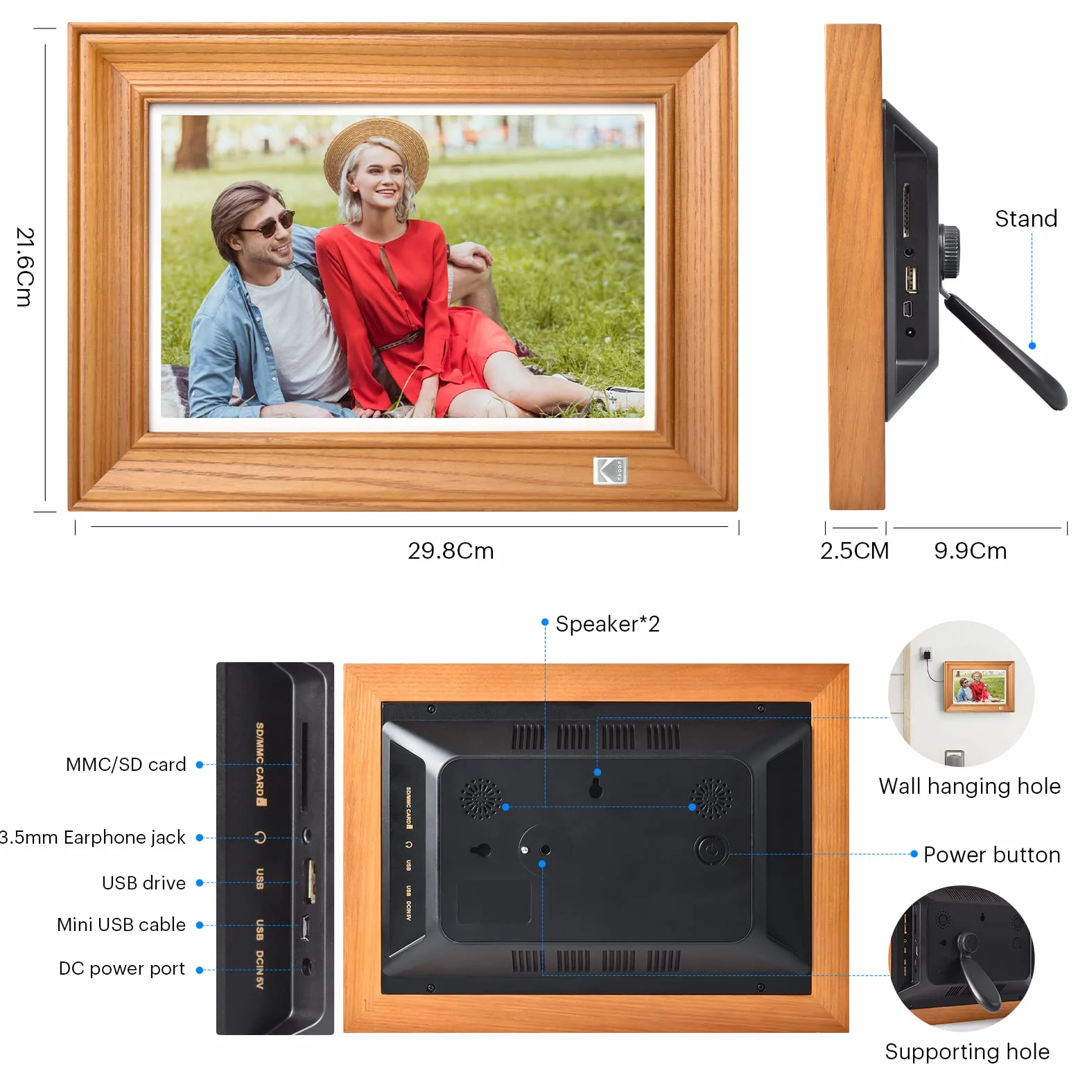 KODAK Cyfrowa ramka WiFi 10 cali FHD 1920x1200 Ekran dotykowy 32GB