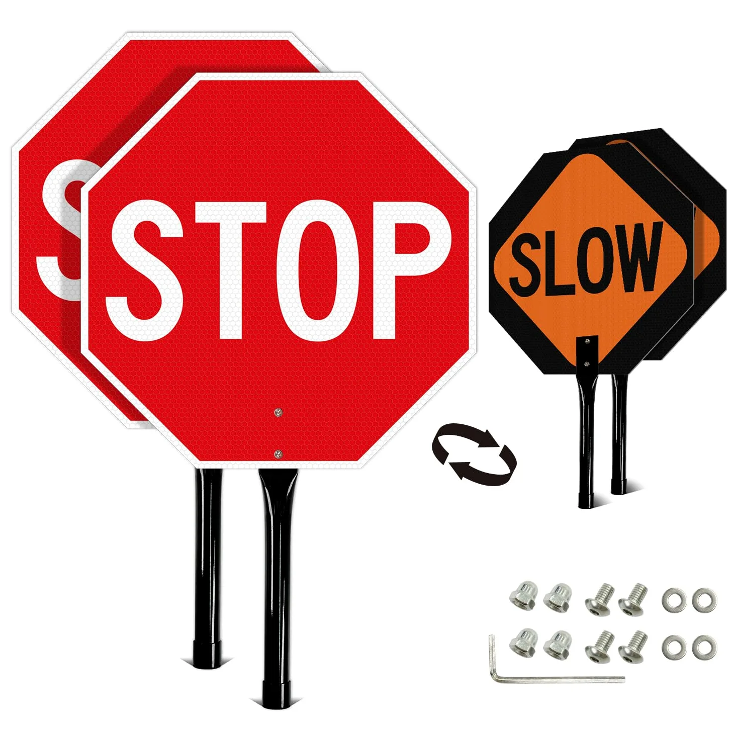 Sygnał Stop Slow z metalowym uchwytem