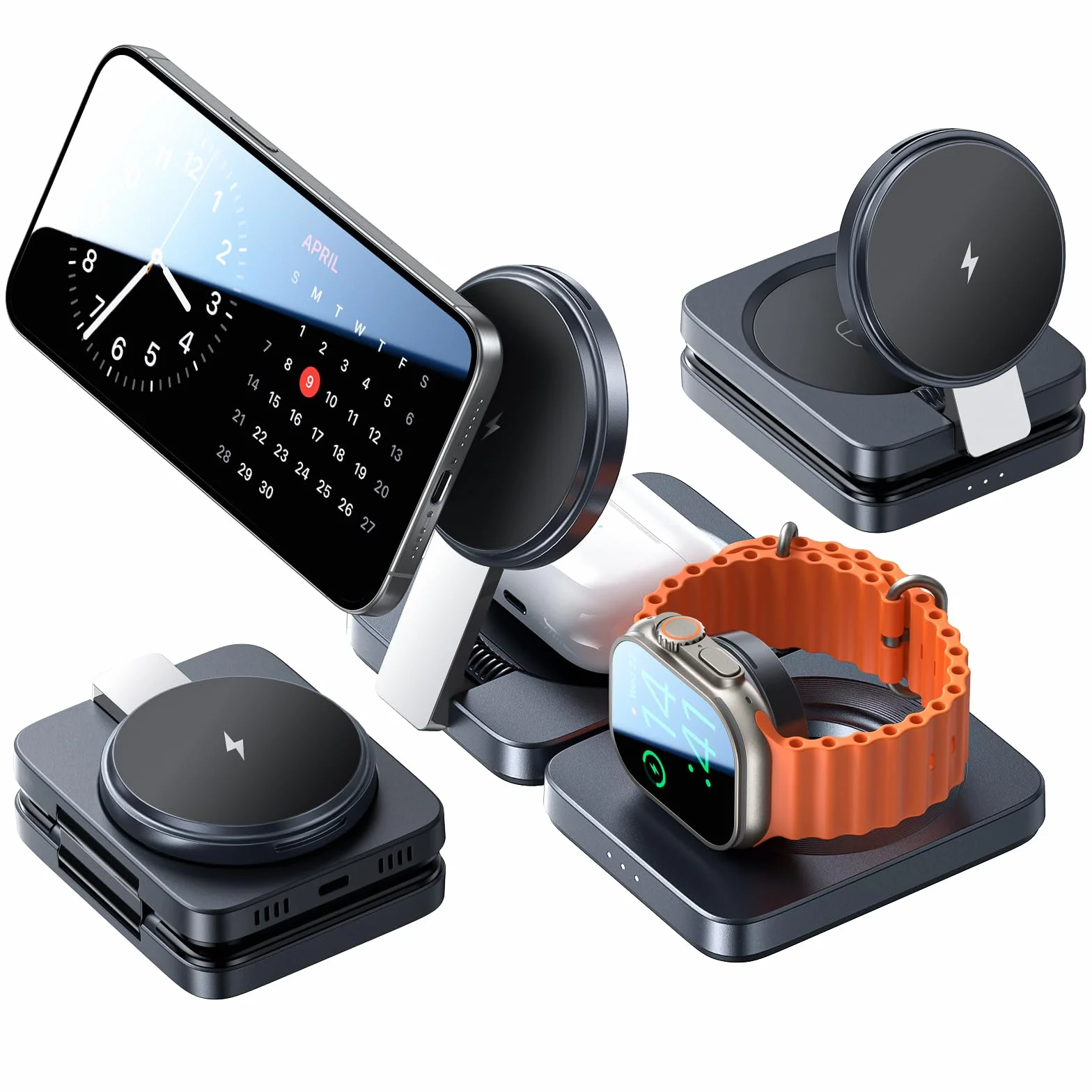 LISEN 3 w 1 Stacja ładowania Apple Watch iPhone Bezprzewodowa MagSafe Ładowarka indukcyjna do iPhone 17 16 15 14 13 12