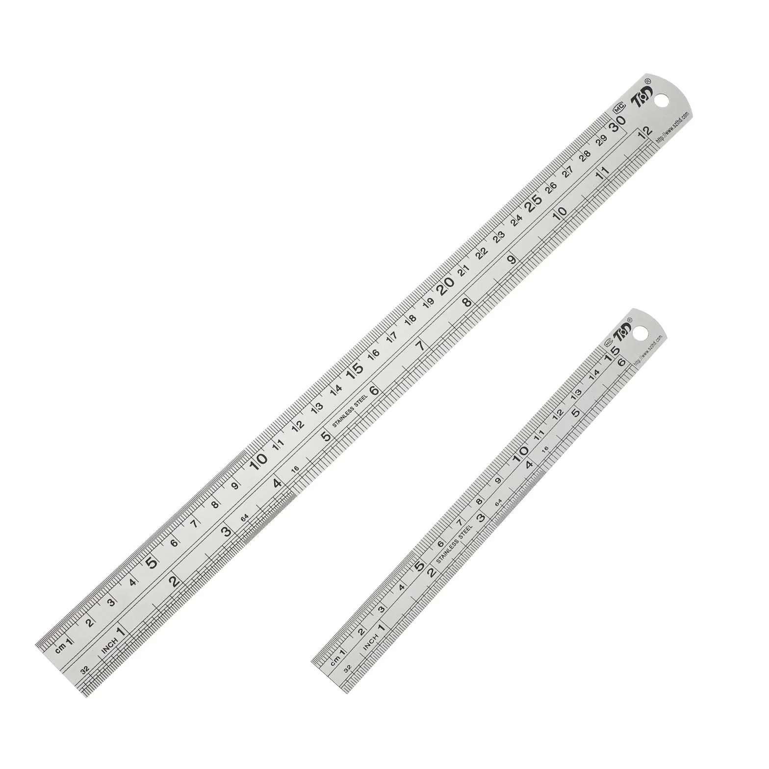 Bewudy 2 szt. linijka 15/30 cm, metryczna linijka z prostą krawędzią, konstrukcja ze stali nierdzewnej, linijka do rysowania drewna, 2 szt