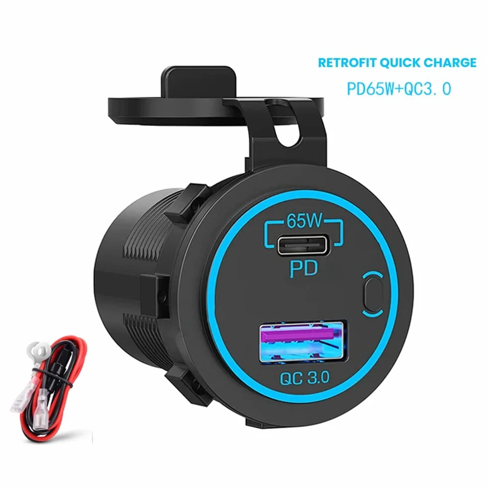 Ładowarka samochodowa USB C 65W PD 12V Multiple Adapter do samochodu ciężarowego