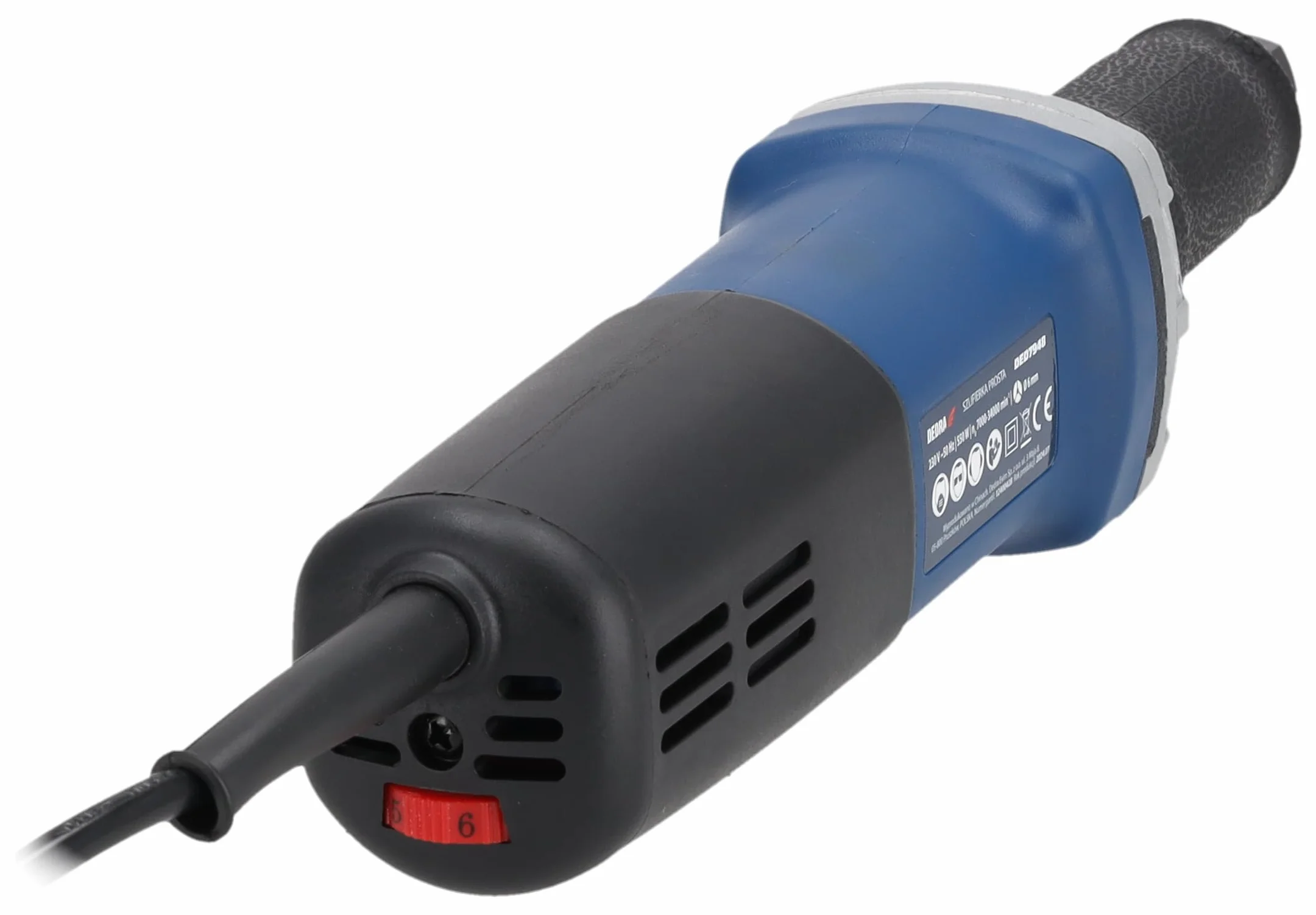 Dedra DED7948 – szlifierka prosta 550 W, regulacja prędkości 7000–34000 obr/min, trzpień 6 mm, 3 m przewód, 1,75 kg