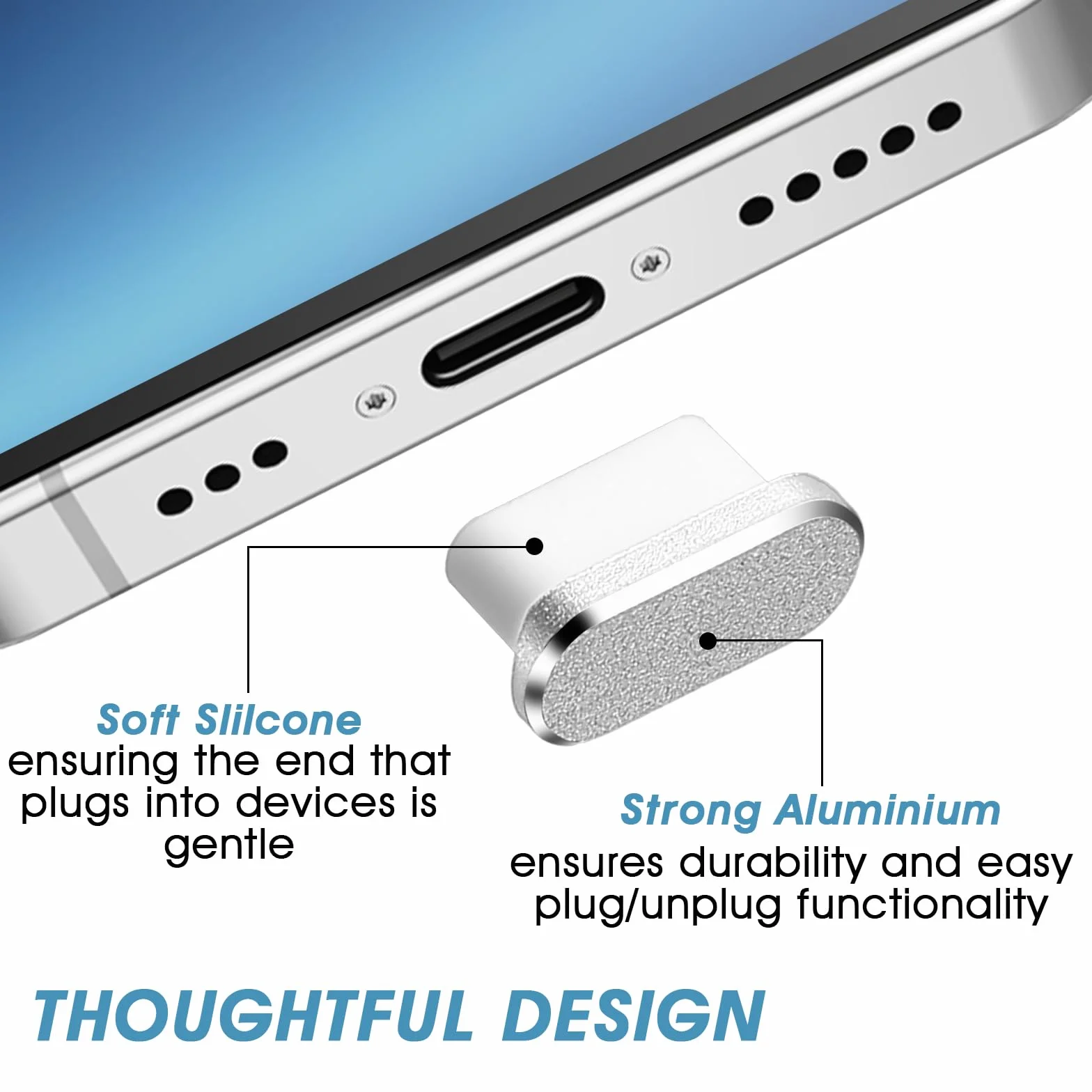 Metalowa wtyczka przeciwpyłowa USB-C typ C, 4 szt., ochrona przed kurzem