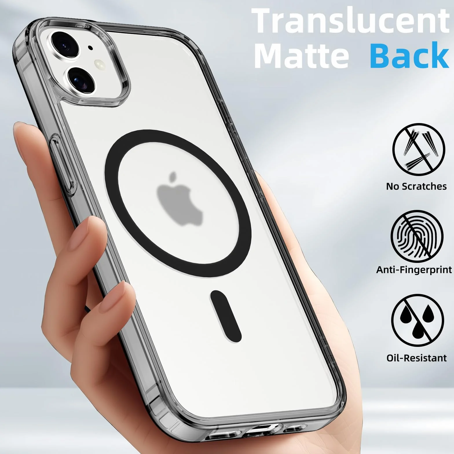 Coiwxmoi Magnetyczne etui do Apple iPhone 11 6.1", kompatybilne z Magsafe,cienkie półprzezroczyste miękkie silikonowe TPU + twardy PC odporne na wstrząsy etui ochronne odporne na zarysowania, czarne